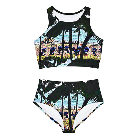 Sporty Bikini Set ...  "A Beautiful Beach Amongst The Palms" ... The Outrigger Waikiki, Honolulu, Oahu ... Original Works ...