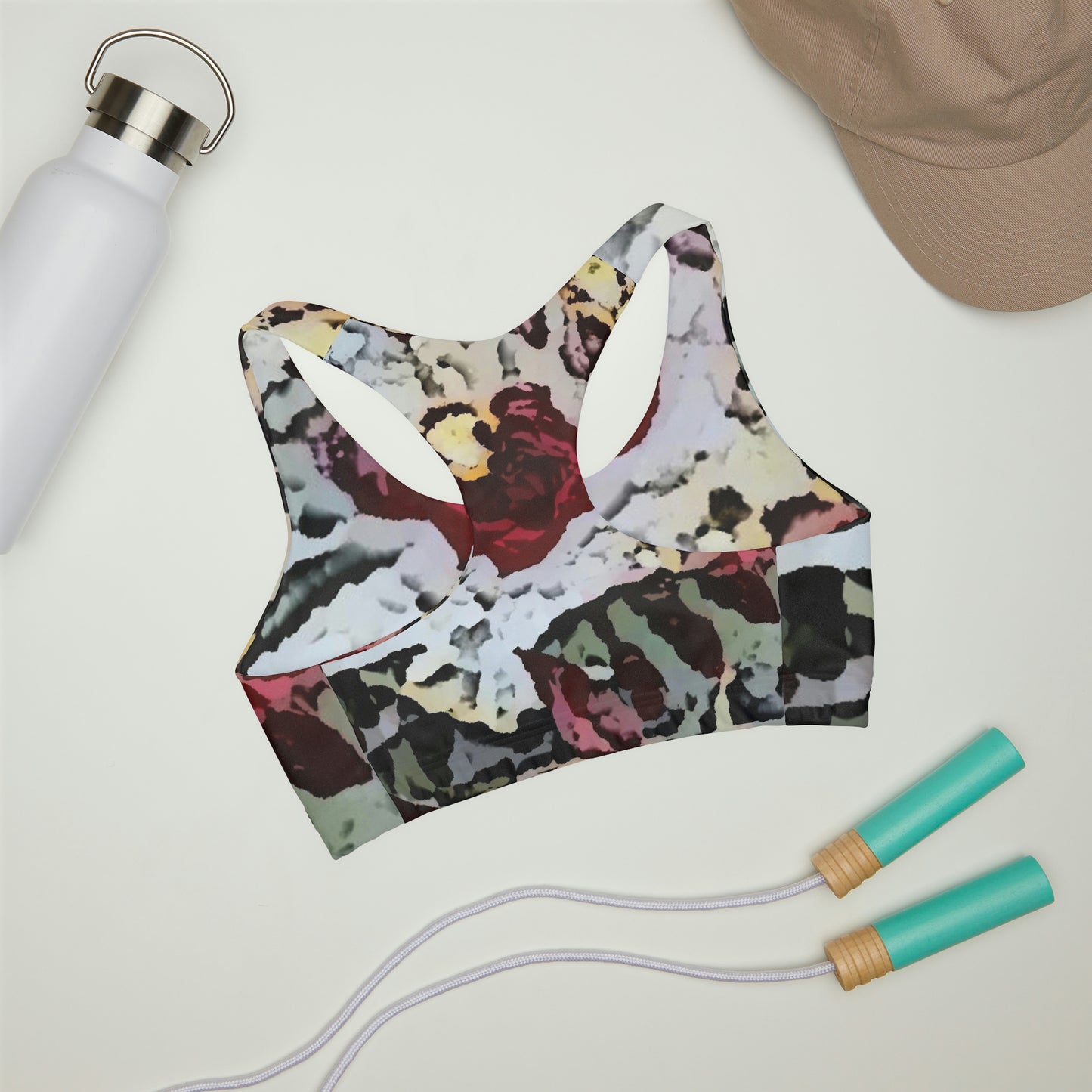 Girls' Double Lined Seamless Sports Bra ... "A Friendly Flower" ... Pointsettia 'Pointing' ... Original Works ... (Supplied Photograph) ...
