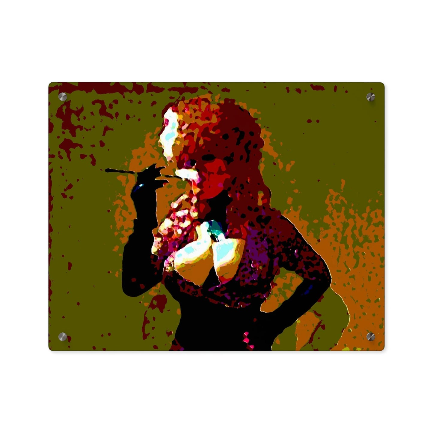 Acrylic Wall Art Panels ...  A Colleague Overseas ... 'Enjoying A Fag' ... Original Works ... "April Fools 2023" ... Hot-Tranny-Smoke ...