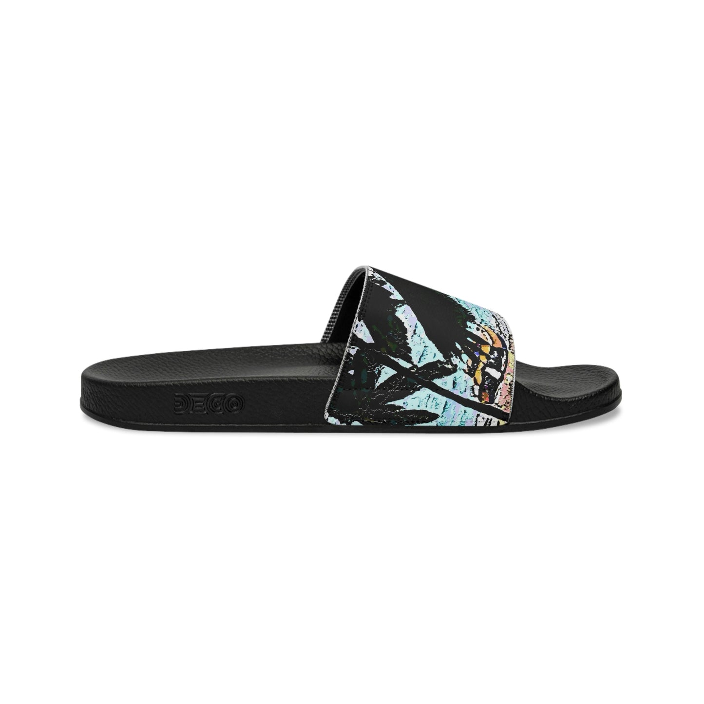 Men's Slide Sandals ...  "A Beautiful Beach Amongst The Palms" ... The Outrigger Waikiki, Honolulu, Oahu ... Original Works ...