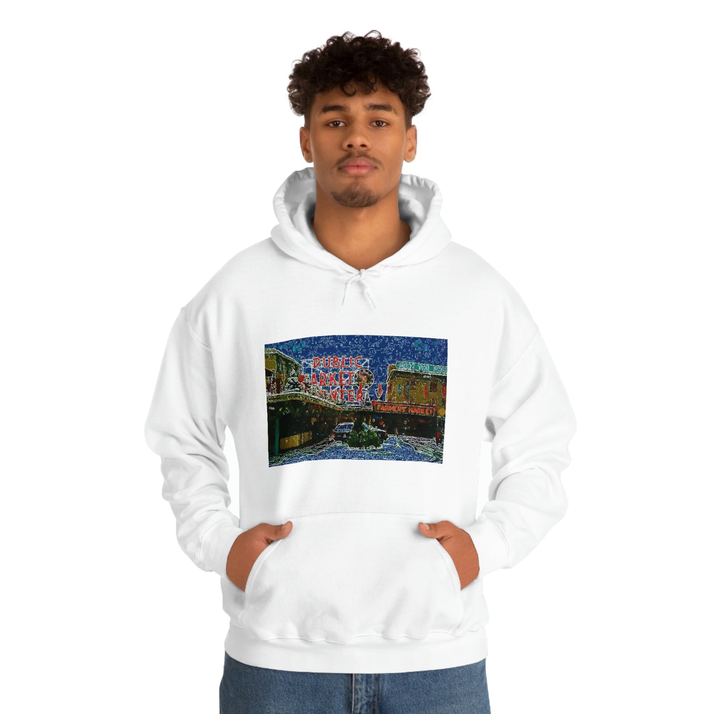 Unisex Heavy Blend™ Hooded Sweatshirt ... Pike Place Market: 'The Public Market', Seattle, Washington. Circa Fall 2013 ...