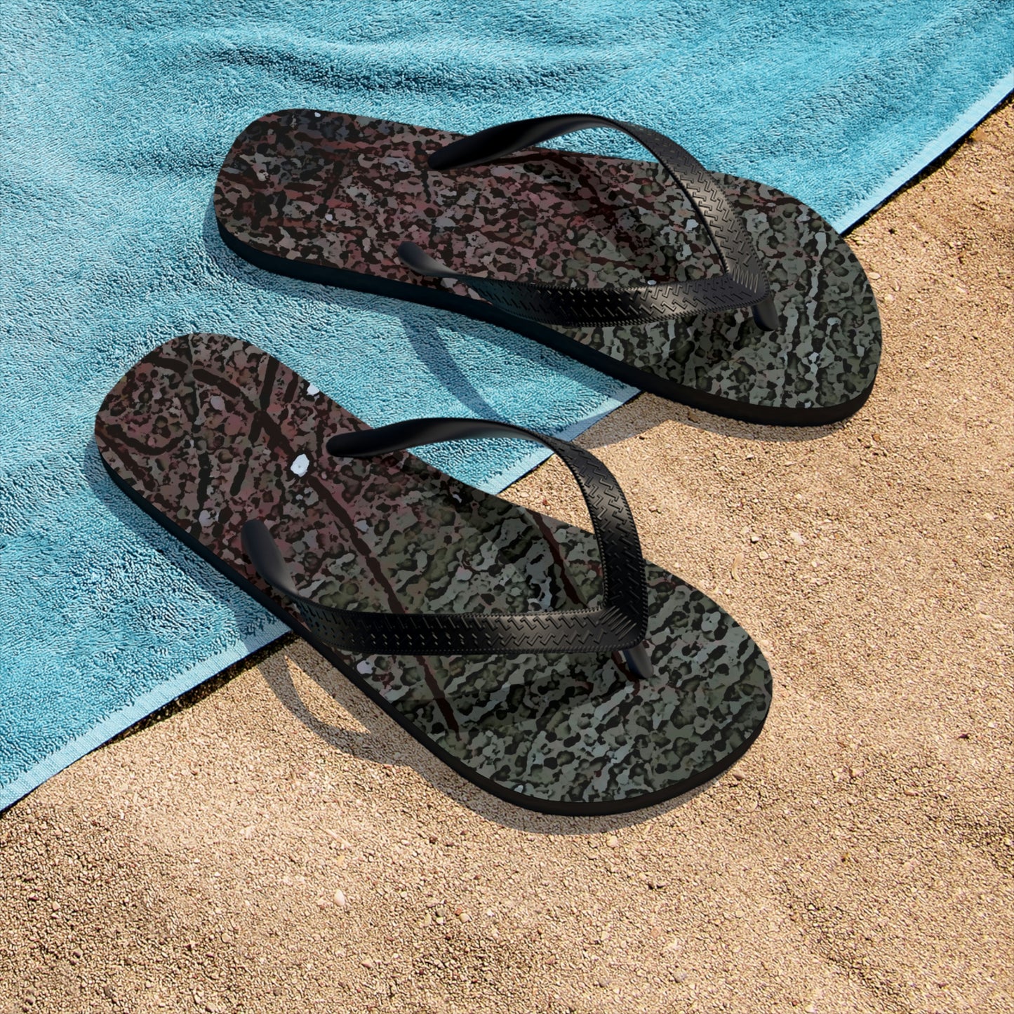Unisex Flip-Flops .. "A River Runs Through It" ... Red-Osier-Dogwood (Cornus Stonlifera 'Rubra') .. Original Works ... Central Idaho ...