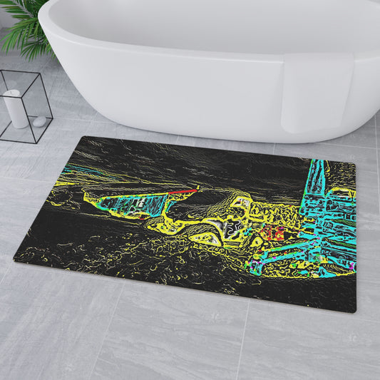 Floor Mat ... "Snow Vehicle In Snow Storm At-Rest" ... Circa 12Mar23 ... Central Idaho ... 18-Hours Rendering Time: Original Works ...