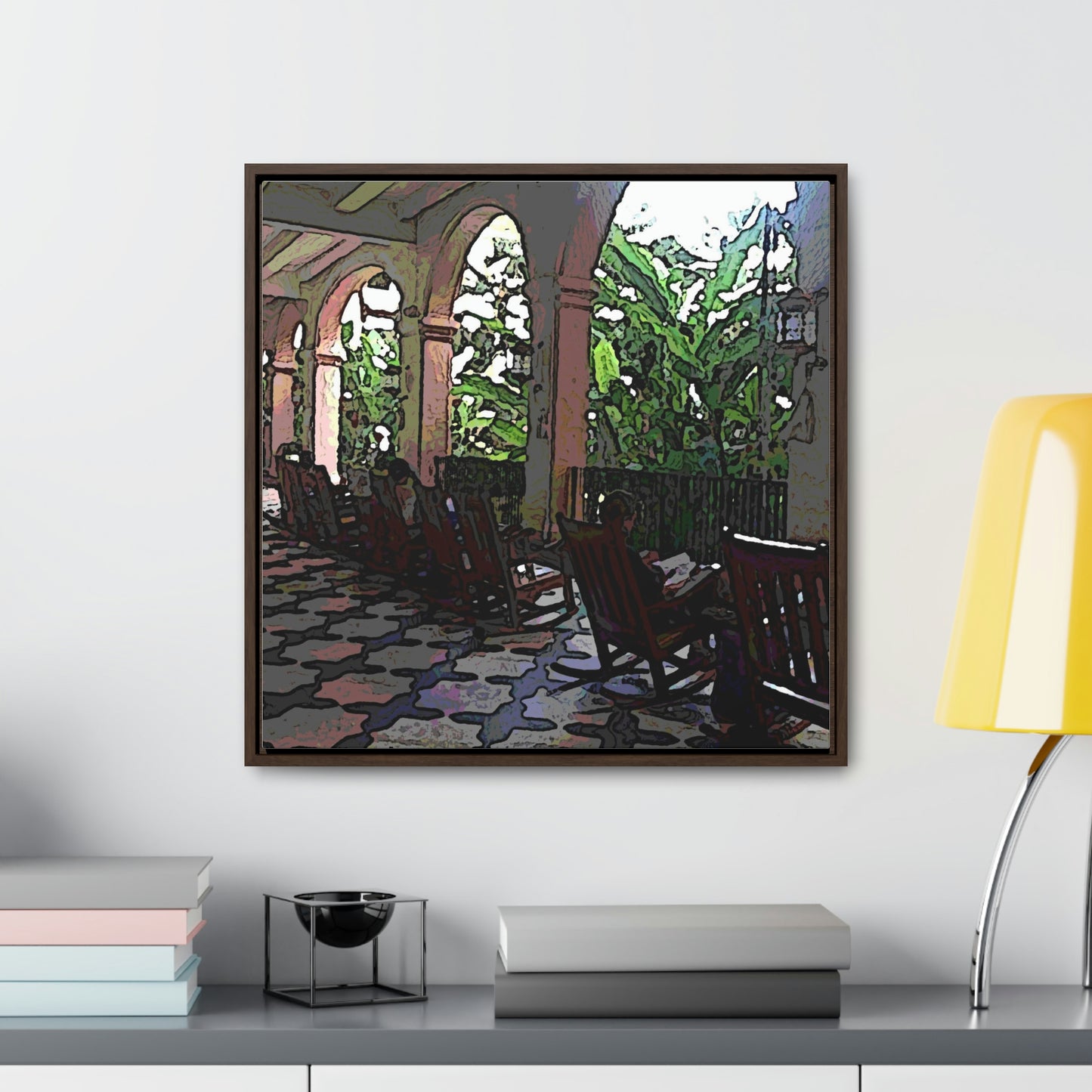 Gallery Canvas Wraps, Square Frame ...  Lanai & Rocking Chairs At: 'The Pink Palace' ... The Royal Hawai'ian ... Honolulu, HI ... '27Oct2014' ... Original Works ...