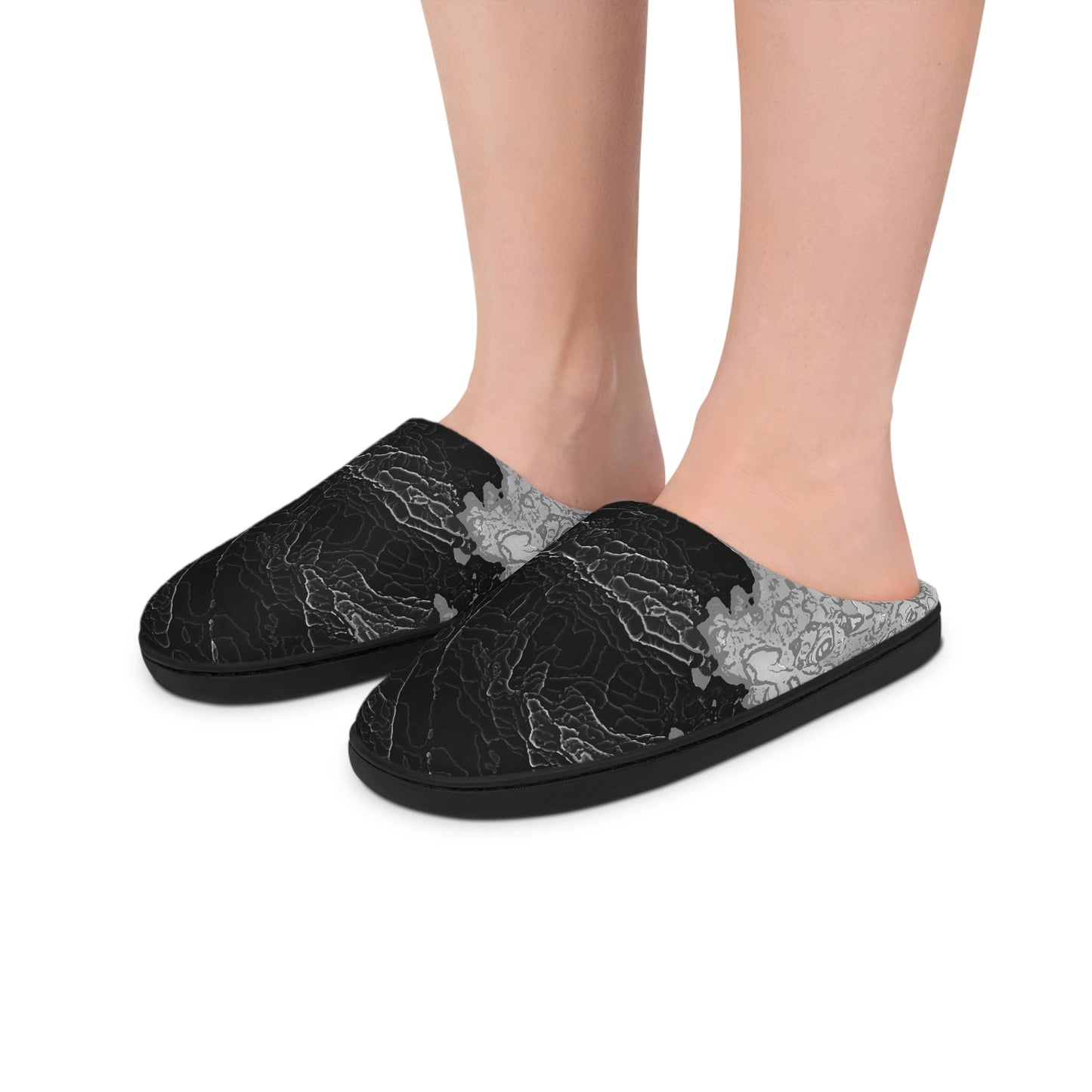 Men's Indoor Slippers ... VanGogh - Impressionsitic Winter Themes Of A Wondering Road ... "One-Step-At-A-Time" ...