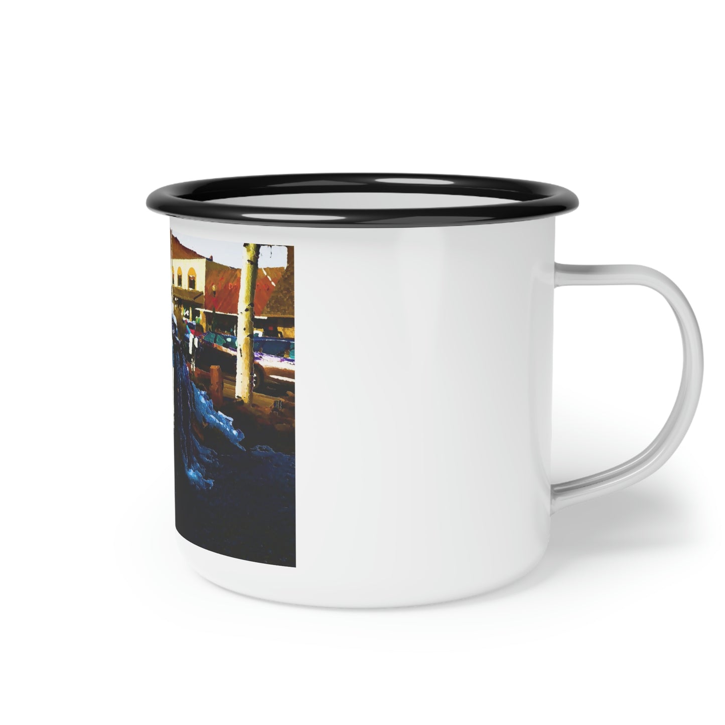 Enamel Camp Cup ...  "Ice & Water Sculpted" ... Downtown Grangeville, Idaho ... Adjacent To Irwin Pharmacy ... 5Jan23 ... Original Works ...
