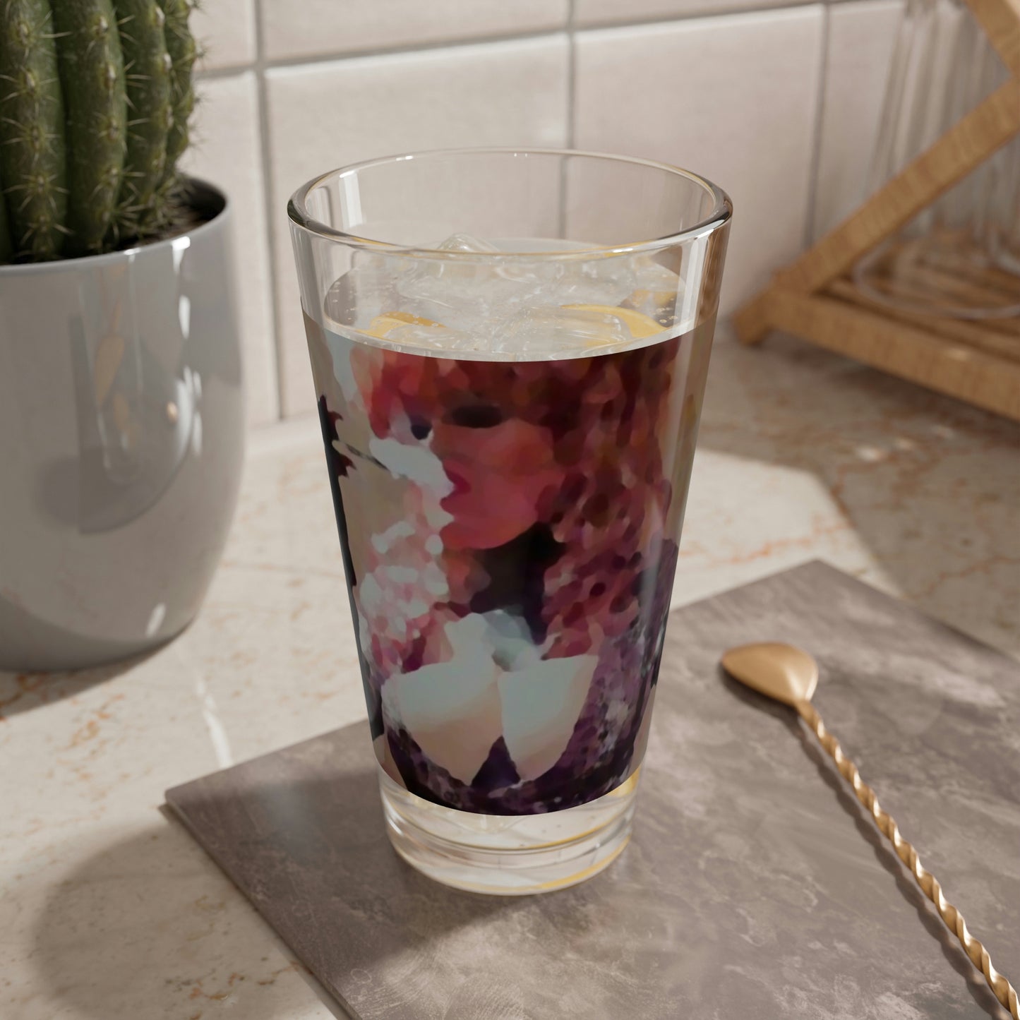 Mixing Glass, 16oz ...  A Colleague Overseas ... 'Enjoying A Fag' ... Original Works ... "April Fools 2023" ... Hot-Tranny-Smoke ...