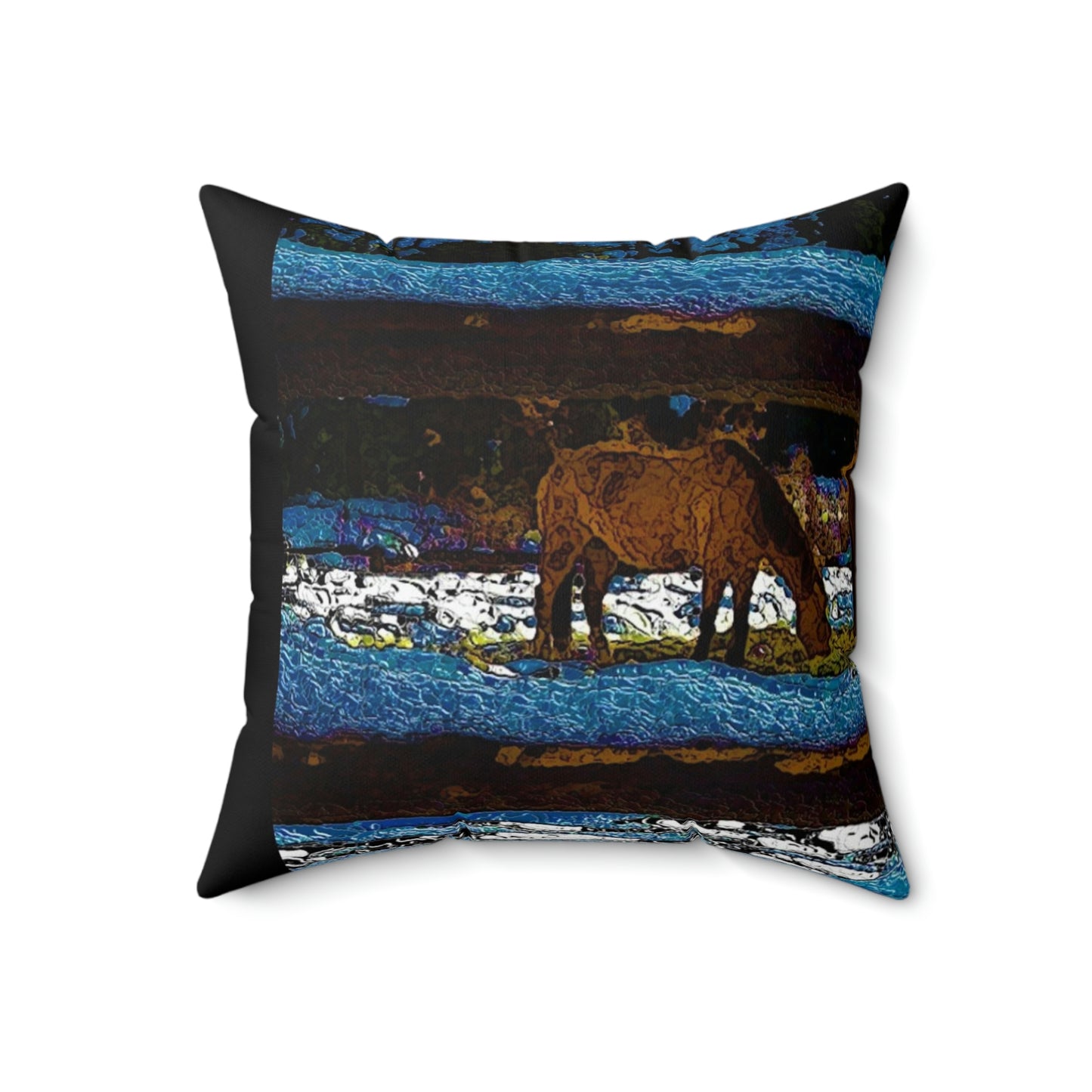 Spun Polyester Square Pillow ...  A Horse ... A Saddle ...  Foraging Through The Snow ...  An_Asses 'Cry' ... Central Idaho, November 2022 ...  Original Works ..