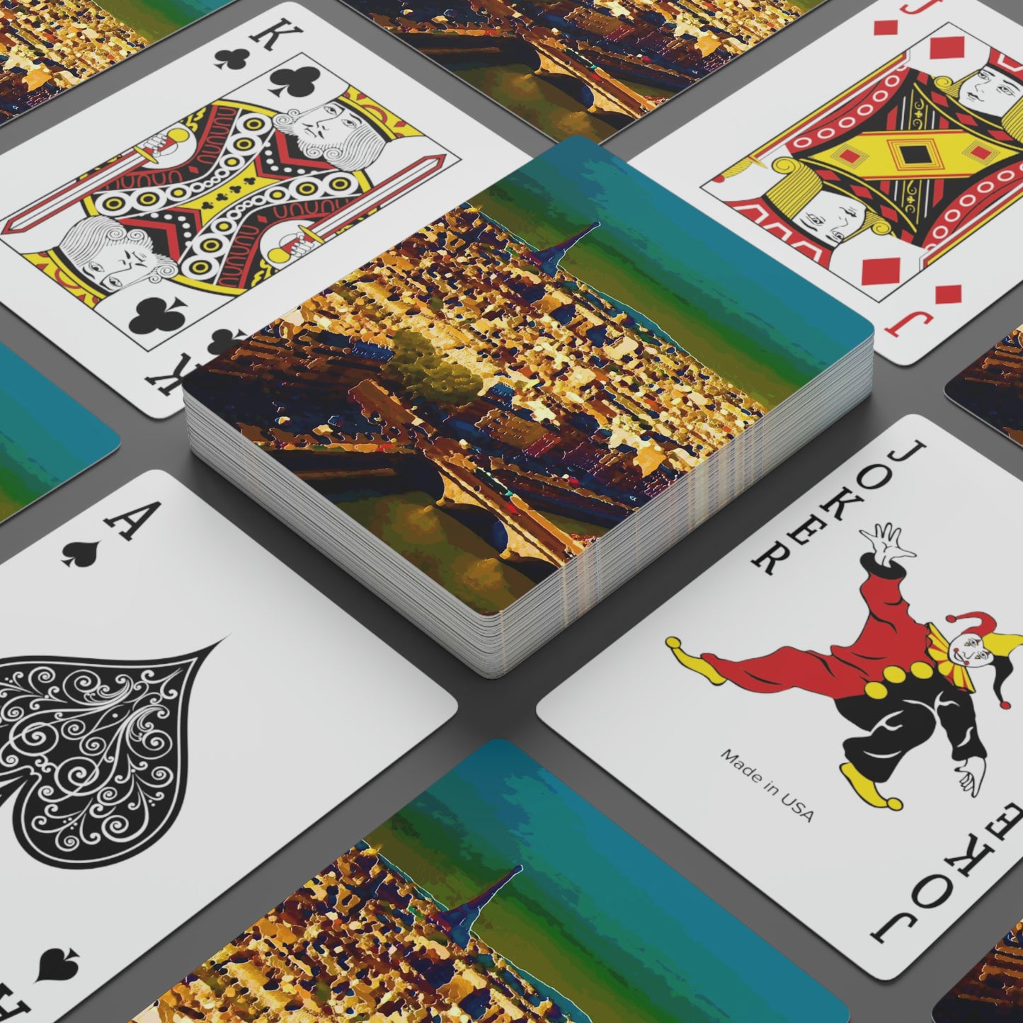 Custom Poker Cards ... Au Paris ... "Along The River Seine" ... Barbara Joan Bonnell-Holt: 1972 ... Original Works ...