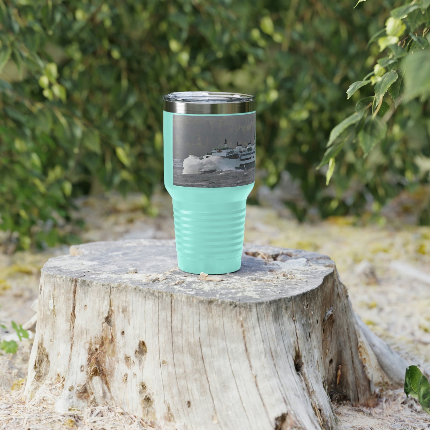 Ringneck Tumbler, 30oz ... WADOT Ferry Crossing ... "A Very Rough Day" ... Mulkiteo Route ... Family Archives ... Early 1990's' ... Original Works ...