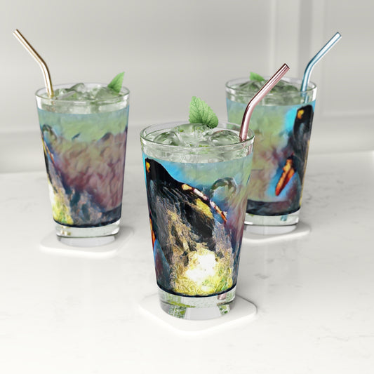 Pint Glass, 16oz ... An Extraordinary Humpback Breach ... 'With Explosive Energy' ... Family Archives (KPH) ... Circa: 21st Century. Maui, HI ... Original Works ...