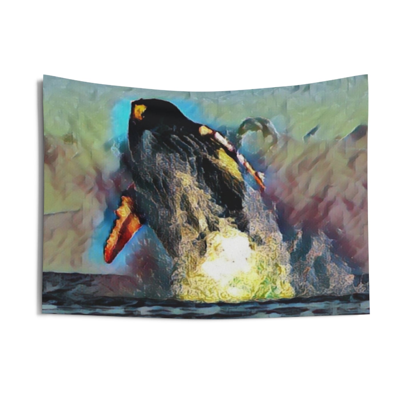 Indoor Wall Tapestries ... An Extraordinary Humpback Breach ... 'With Explosive Energy' ... Family Archives (KPH) ... Circa: 21st Century. Maui, HI ... Original Works ...