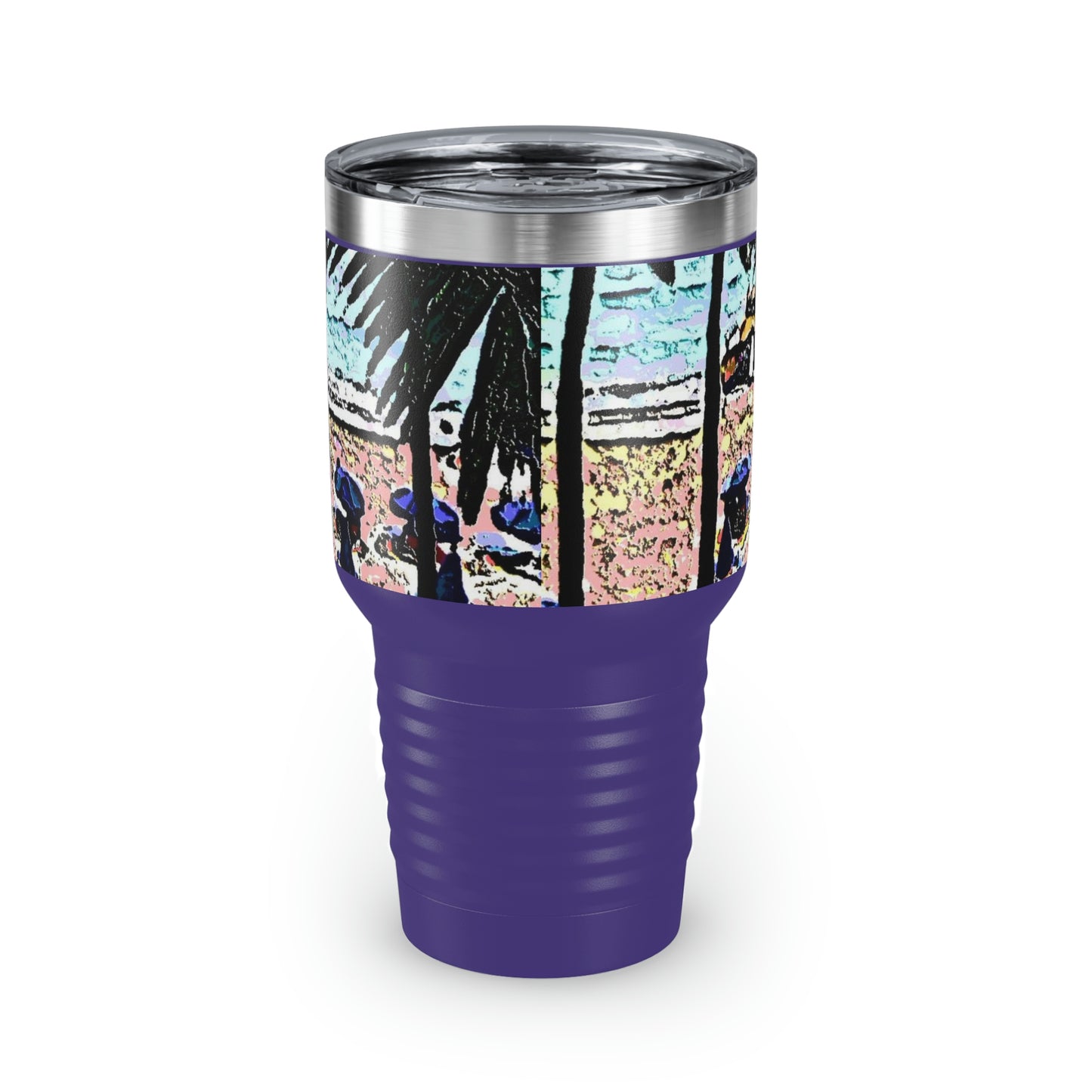 Ringneck Tumbler, 30oz ... "A Beautiful Beach Amongst The Palms" ... The Outrigger Waikiki, Honolulu, Oahu ... Original Works ...