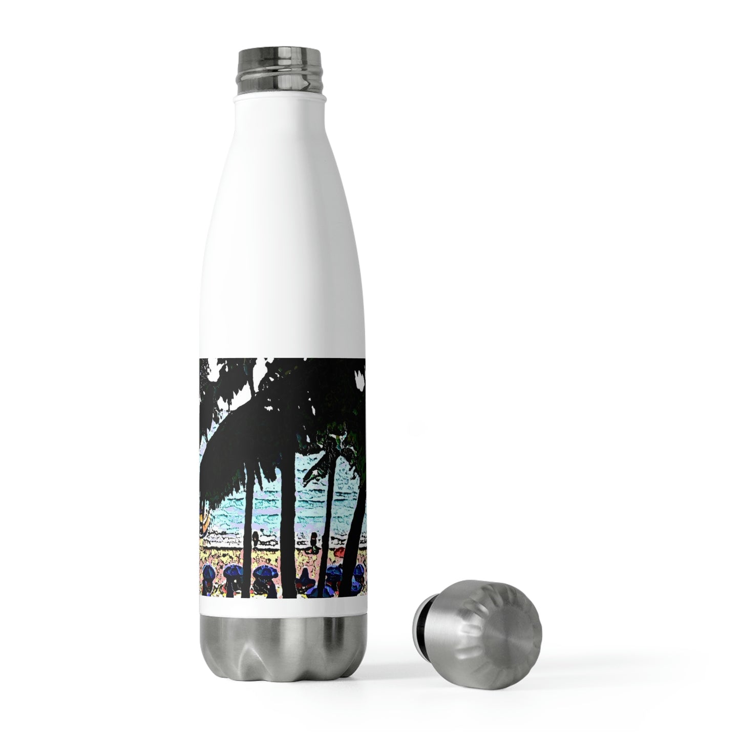 20oz Insulated Bottle ... "A Beautiful Beach Amongst The Palms" ... The Outrigger Waikiki, Honolulu, Oahu ... Original Works ...