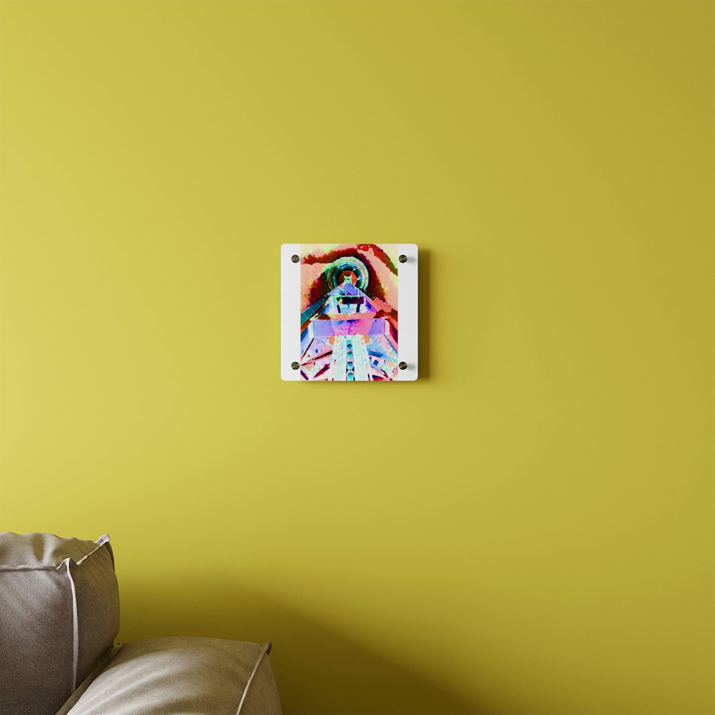 Acrylic Wall Art Panels ... "Seattle's World Fair" ... Below Space Needle 'Looking Up' ... On A Very Rainy Morning (Father's Family Photo). ... Original ...