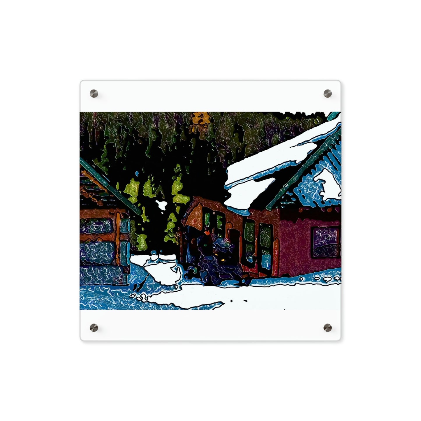 Acrylic Wall Art Panels ... "A Rider Passeth-Through-It" ... Colors Galore & A Bit Of Impressionism ... Original Works. Winter 2021. Central Idaho. Rendering Time: 12 Hours ...