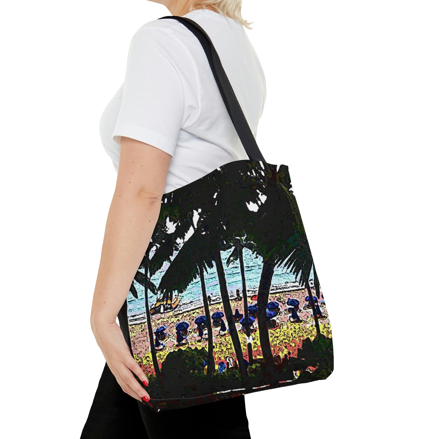 AOP Tote Bag ... "A Beautiful Beach Amongst The Palms" ... The Outrigger Waikiki, Honolulu, Oahu ... Original Works ...