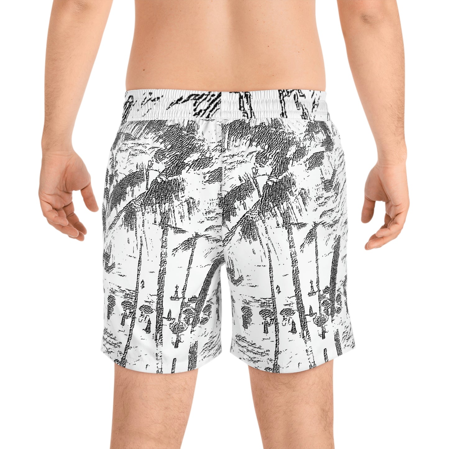 Men's Mid-Length Swim Shorts (AOP) ... "The Royal Hawai'ian: Waikiki Beach_Beach" ... Honolulu, HI ... October 2014 (Halloween) ... Original Works ...