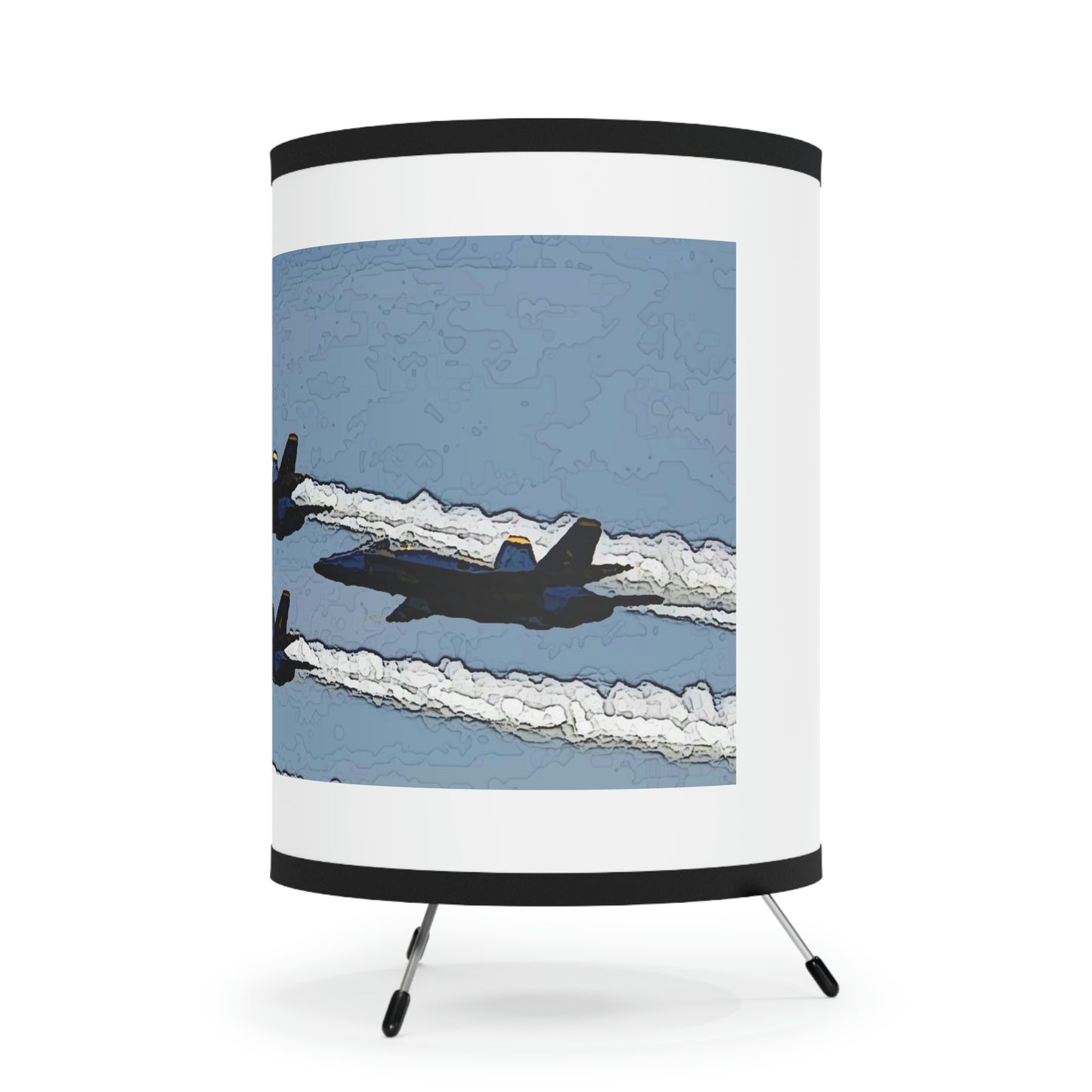 Tripod Lamp with High-Res Printed Shade, US\CA plug ... Seattle Seafair ..."Blue Angels Run Over Lake Washington" ... Circa Mid 1980's ... Dr FJ Holt ... Original Works ...