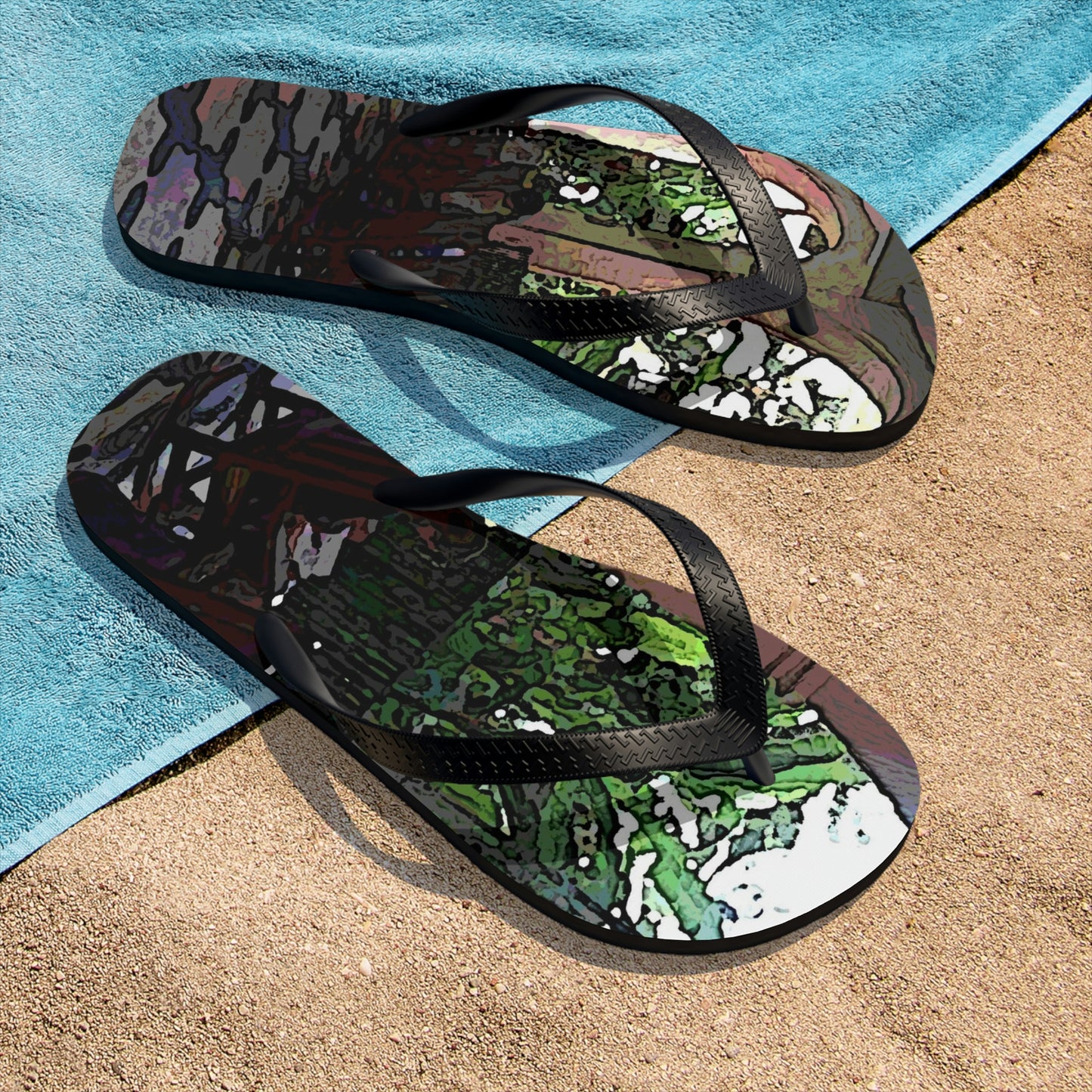 Unisex Flip-Flops ... Lanai & Rocking Chairs At: 'The Pink Palace' ... The Royal Hawai'ian ... Honolulu, HI ... '27Oct2014' ... Original Works ...