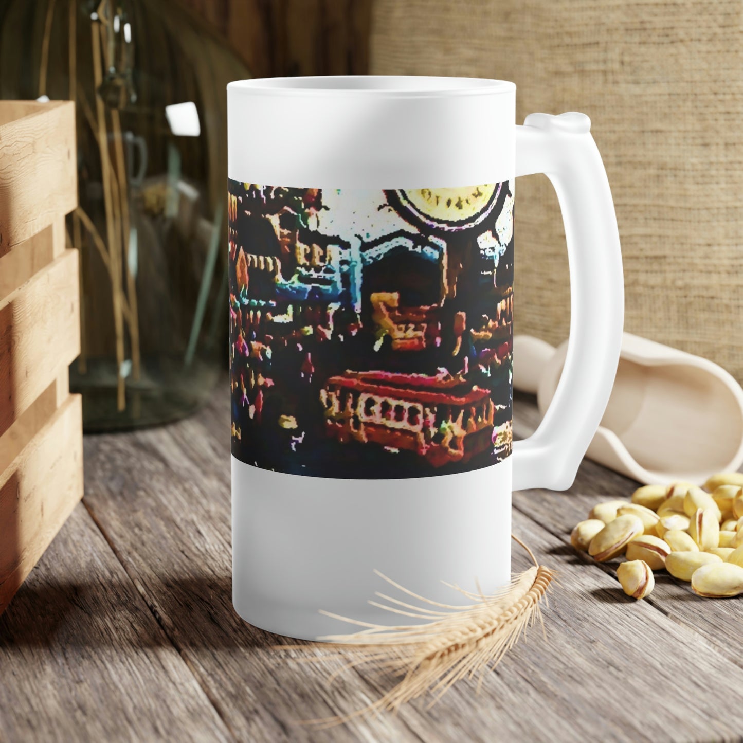 Frosted Glass Beer Mug ...  "No.9 Fishermen's Grotto - Fishermen's Wharf, SF, California" ... Family Archives: 1970's ... Original Works ...