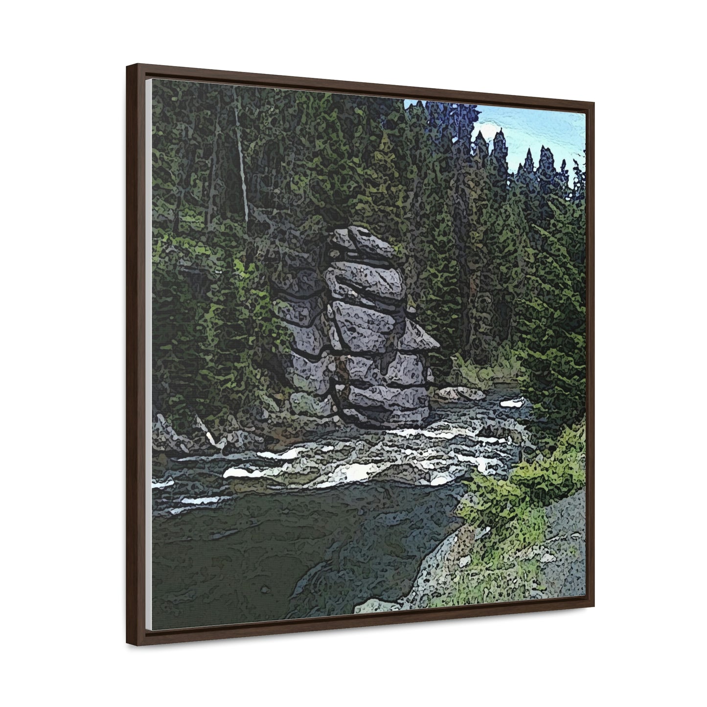 Gallery Canvas Wraps, Square Frame ...  "I Am Innocent" ... Tricky-Dick Immortalized ... Nixon Rock: Along The River ... Central Idaho, Summer 2020 ... Original Works ...