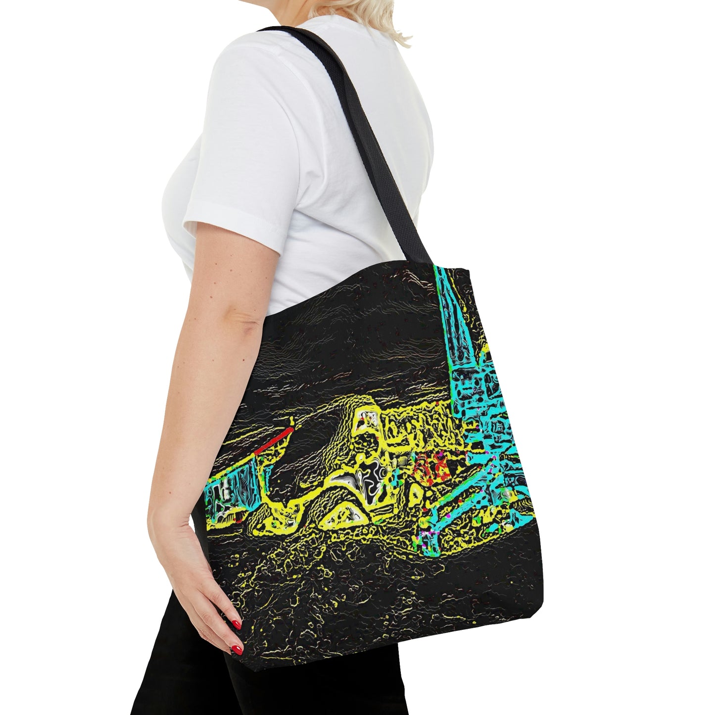 Tote Bag (AOP) ...  "Snow Vehicle In Snow Storm At-Rest" ... Circa 12Mar23 ... Central Idaho ... 18-Hours Rendering Time: Original Works ...
