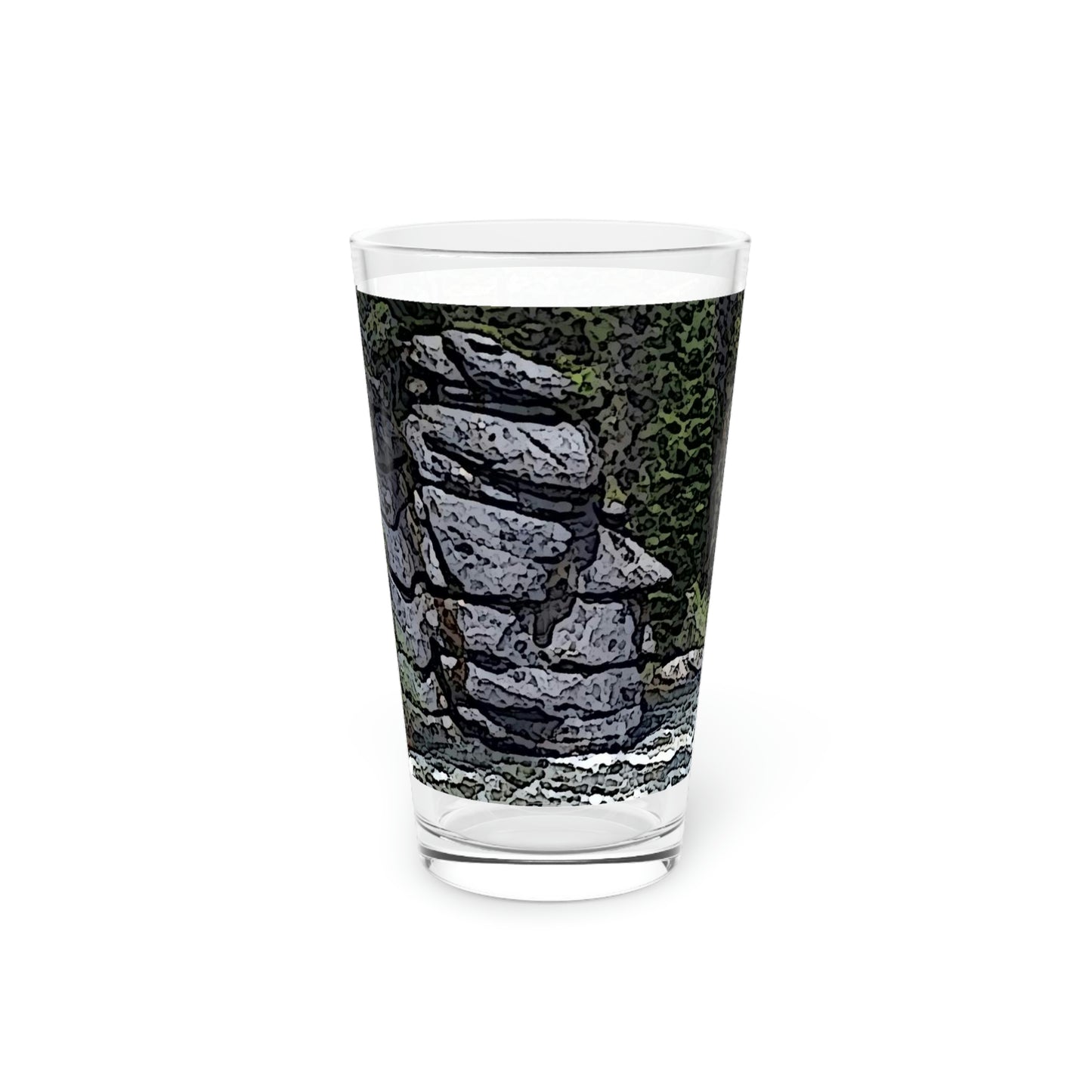 Pint Glass, 16oz ..."I Am Innocent" ... Tricky-Dick Immortalized ... Nixon Rock: Along The River ... Central Idaho, Summer 2020 ... Original Works ...