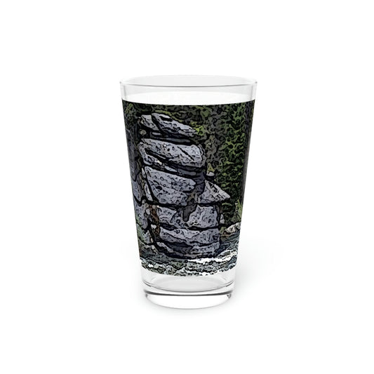 Pint Glass, 16oz ..."I Am Innocent" ... Tricky-Dick Immortalized ... Nixon Rock: Along The River ... Central Idaho, Summer 2020 ... Original Works ...