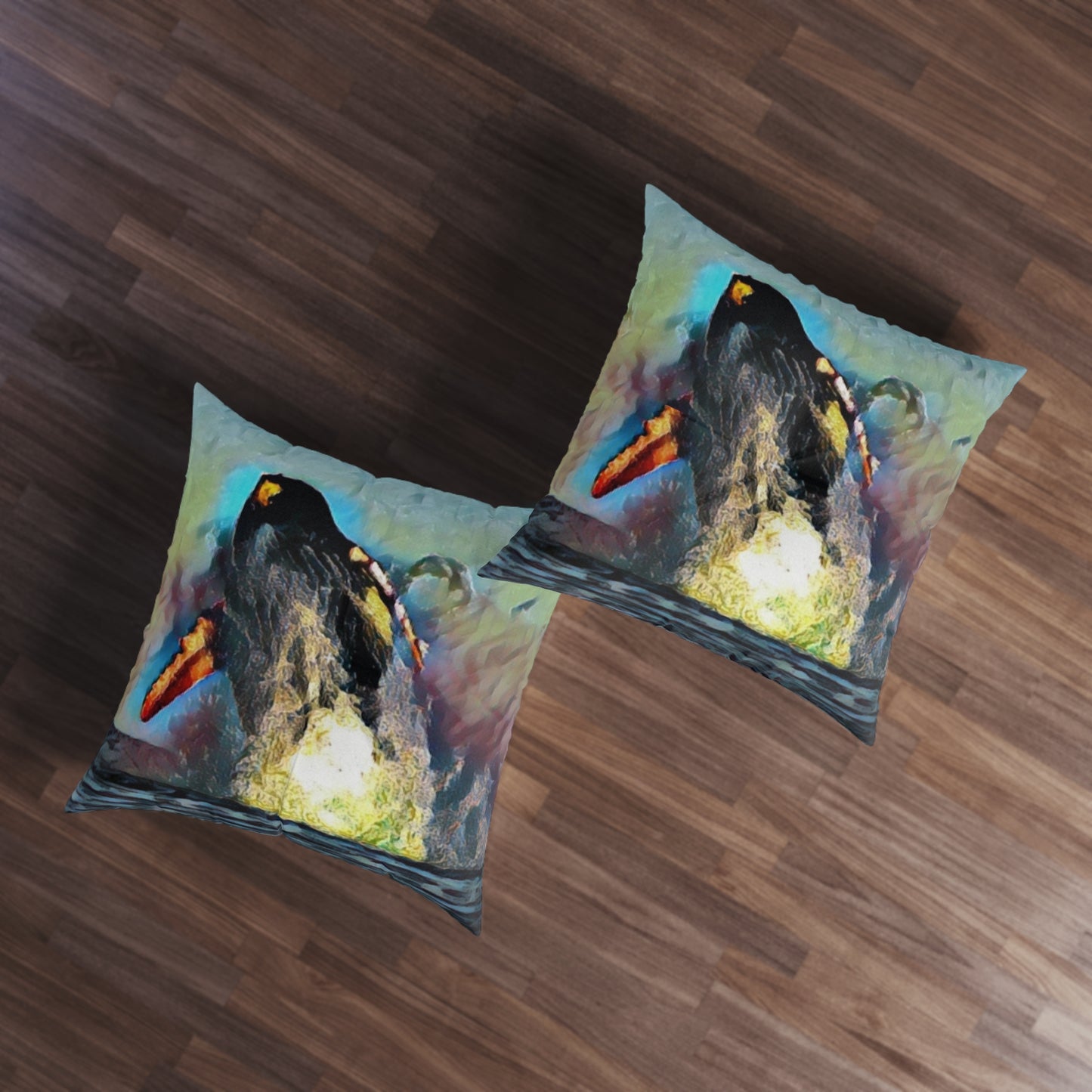 Tufted Floor Pillow, Square ... An Extraordinary Humpback Breach ... 'With Explosive Energy' ... Family Archives (KPH) ... Circa: 21st Century. Maui, HI ... Original Works ...
