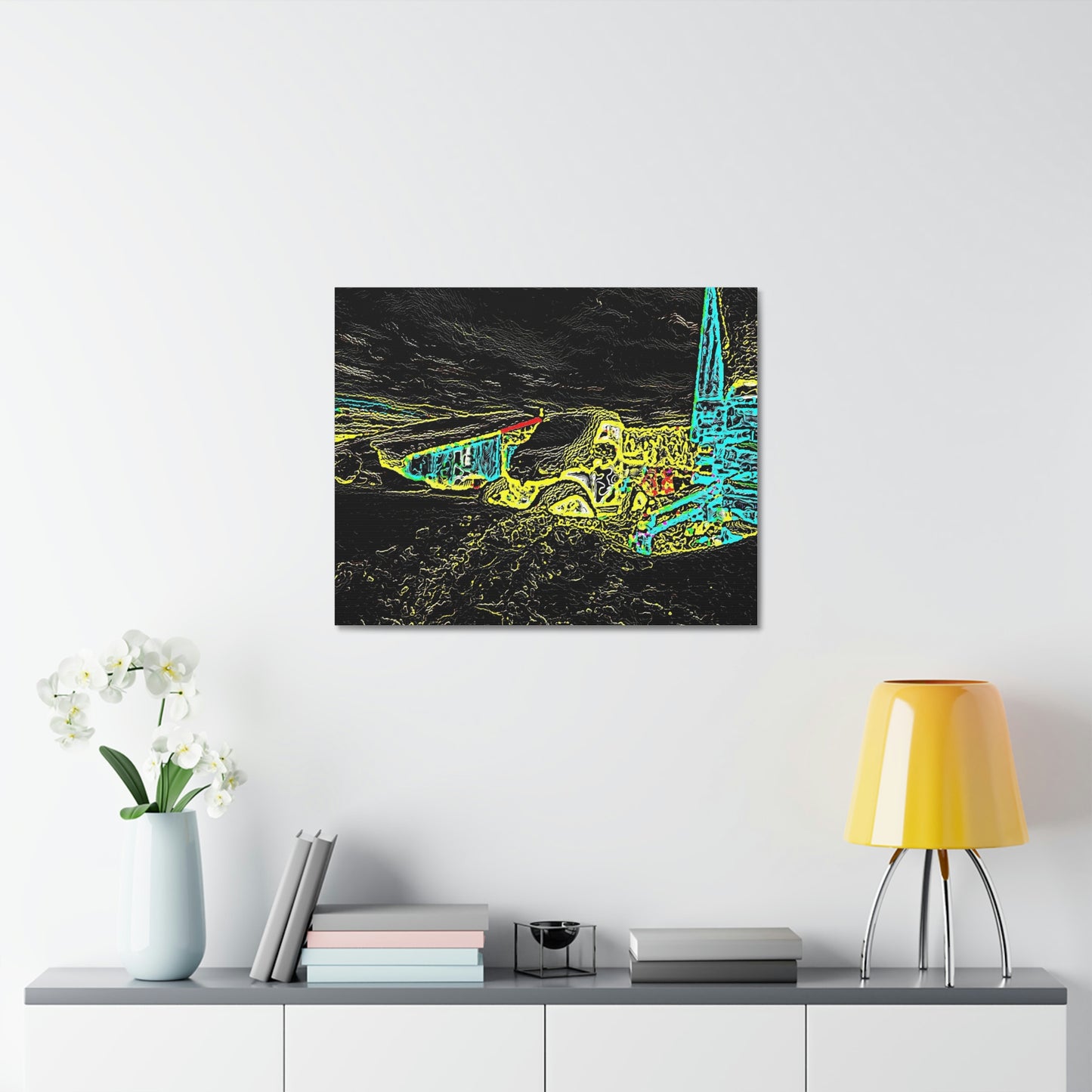 Satin Canvas, Stretched ... "Snow Vehicle In Snow Storm At-Rest" ... Circa 12Mar23 ... Central Idaho ... 18-Hours Rendering Time: Original Works ...