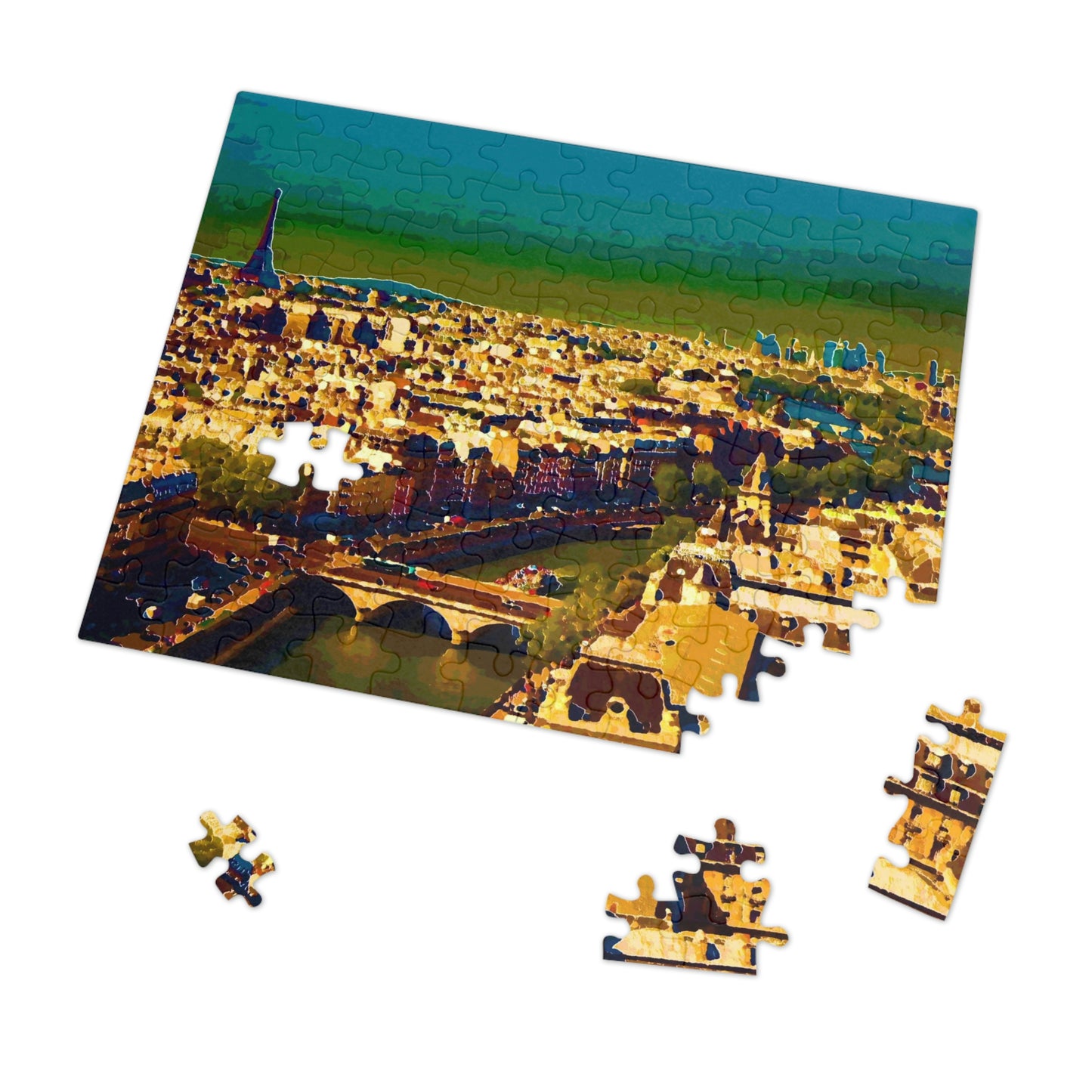 Jigsaw Puzzle (30, 110, 252, 500,1000-Piece) ... Au Paris ... "Along The River Seine" ... Barbara Joan Bonnell-Holt: 1972 ... Original Works ...