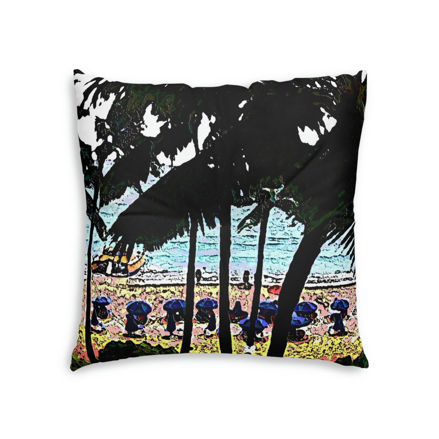 Tufted Floor Pillow, Square ... "A Beautiful Beach Amongst The Palms" ... The Outrigger Waikiki, Honolulu, Oahu ... Original Works ...