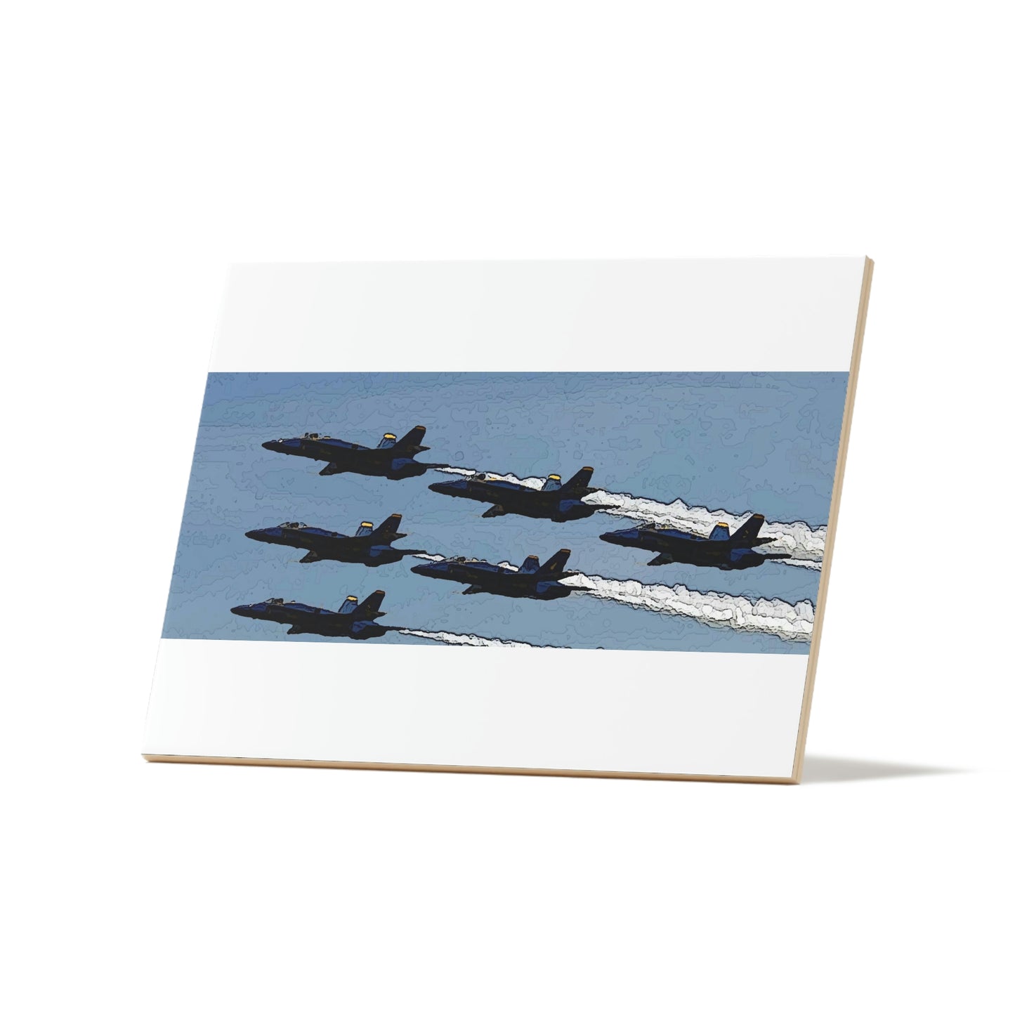 Ceramic Photo Tile ... Seattle Seafair ..."Blue Angels Run Over Lake Washington" ... Circa Mid 1980's ... Dr FJ Holt ... Original Works ...