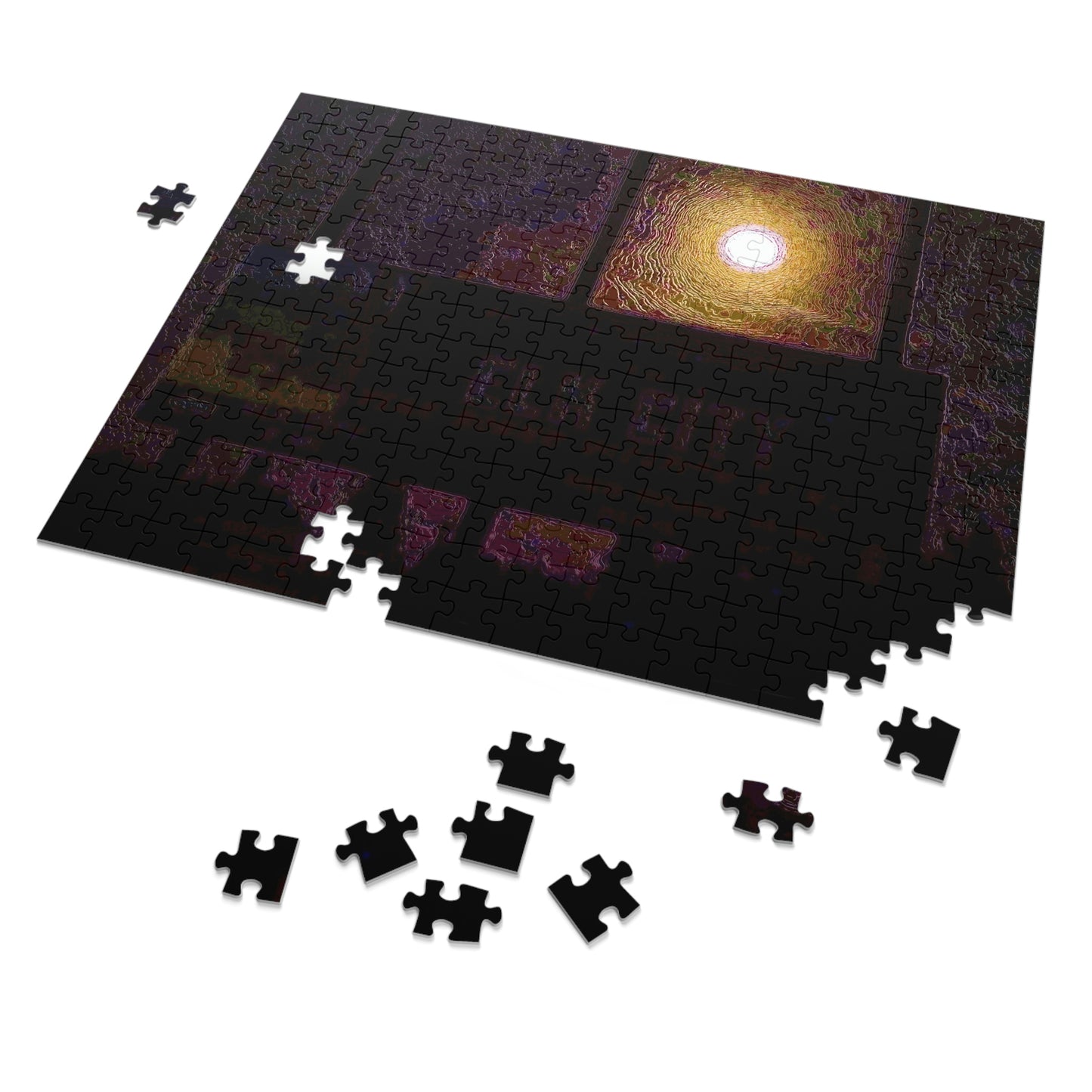 Jigsaw Puzzle (30, 110, 252, 500,1000-Piece) ... Car Approaches From The Stern ... Moon Ascendary From The Bow ... "Two Friendly Travellers On A Cold Night Near Elk City" ... C