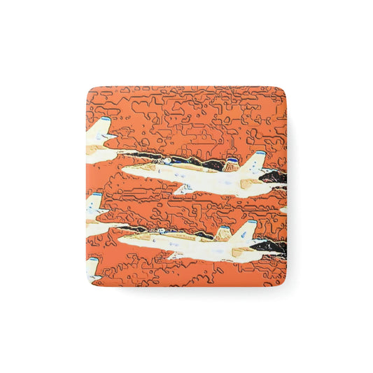 Porcelain Magnet, Square ... Seattle Seafair ..."Blue Angels Run Over Lake Washington" ... Circa Mid 1980's ... Dr FJ Holt ... Original Works ...