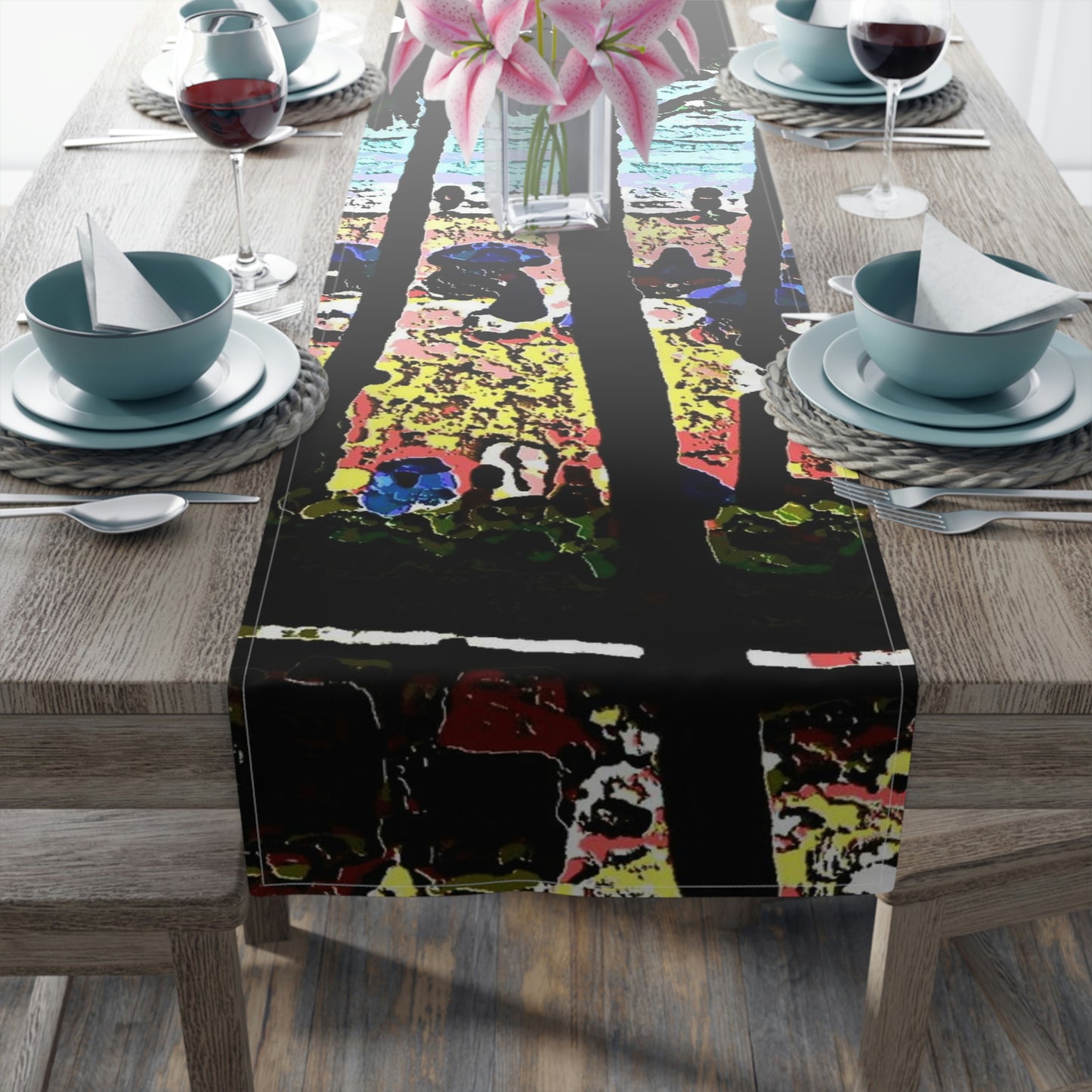 Table Runner (Cotton, Poly) ... "A Beautiful Beach Amongst The Palms" ... The Outrigger Waikiki, Honolulu, Oahu ... Original Works ...