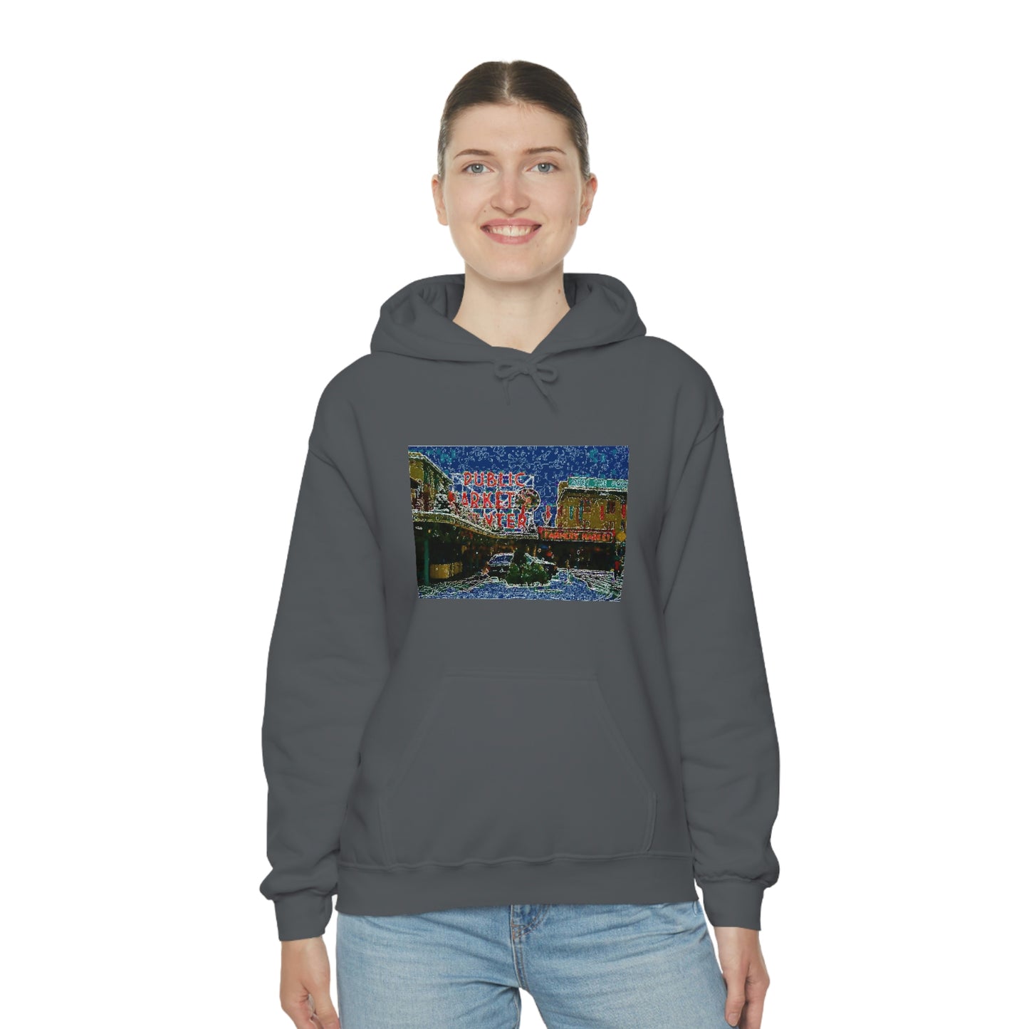 Unisex Heavy Blend™ Hooded Sweatshirt ... Pike Place Market: 'The Public Market', Seattle, Washington. Circa Fall 2013 ...