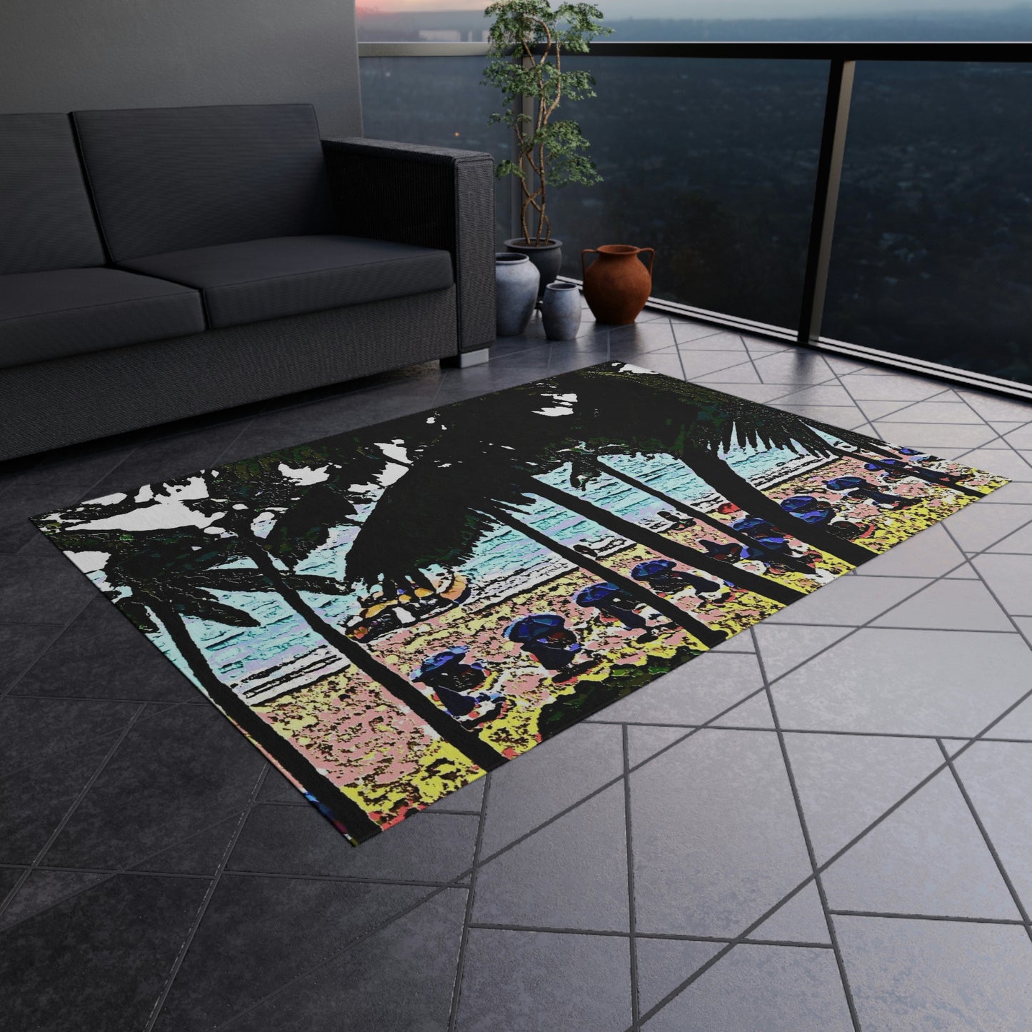 Outdoor Rug ... "A Beautiful Beach Amongst The Palms" ... The Outrigger Waikiki, Honolulu, Oahu ... Original Works ...