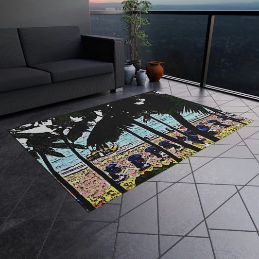Outdoor Rug ... "A Beautiful Beach Amongst The Palms" ... The Outrigger Waikiki, Honolulu, Oahu ... Original Works ...