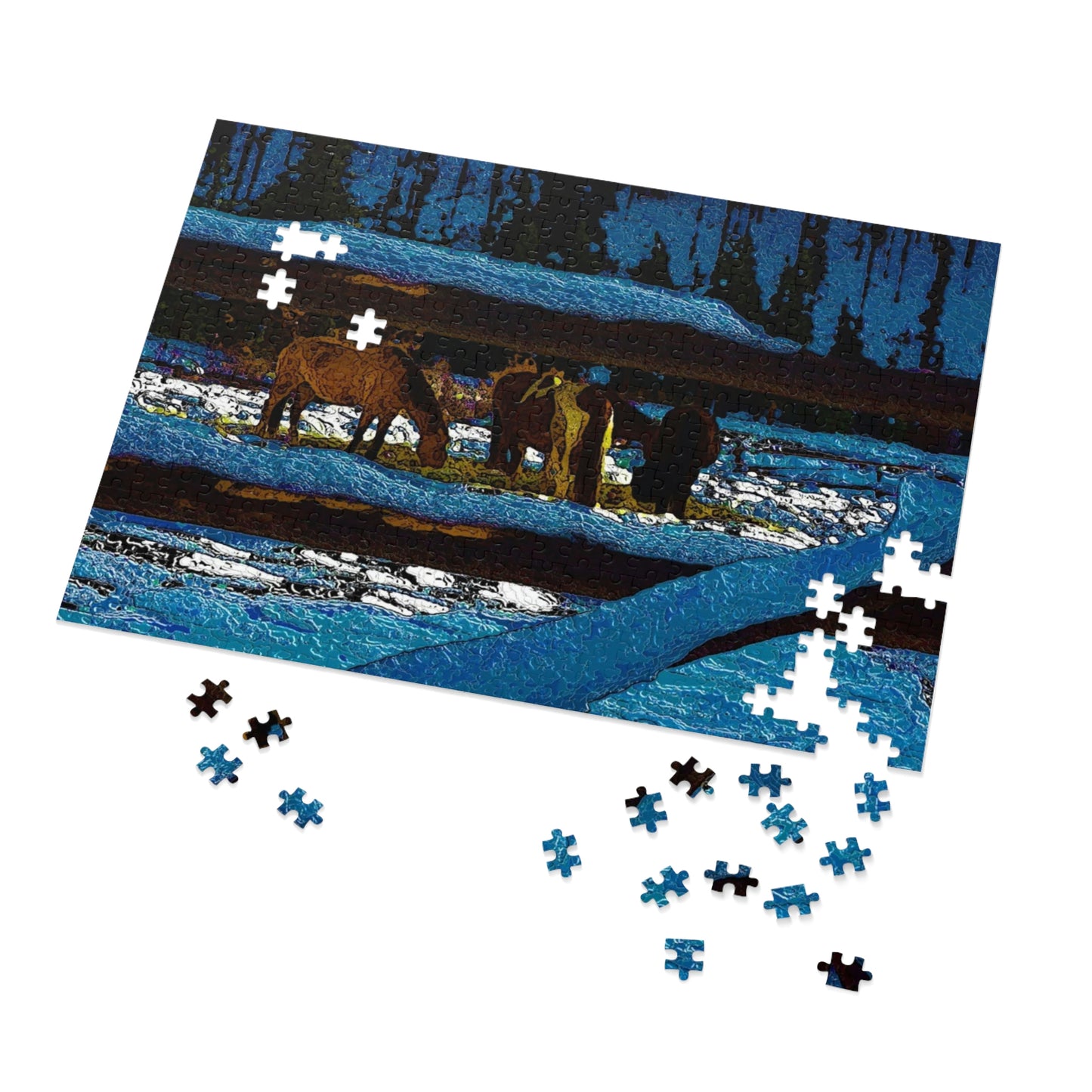 Jigsaw Puzzle (30, 110, 252, 500,1000-Piece) ... A Horse ... A Saddle ...  Foraging Through The Snow ...  An_Asses 'Cry' ... Central Idaho, November 2022 ...  Original Works ...