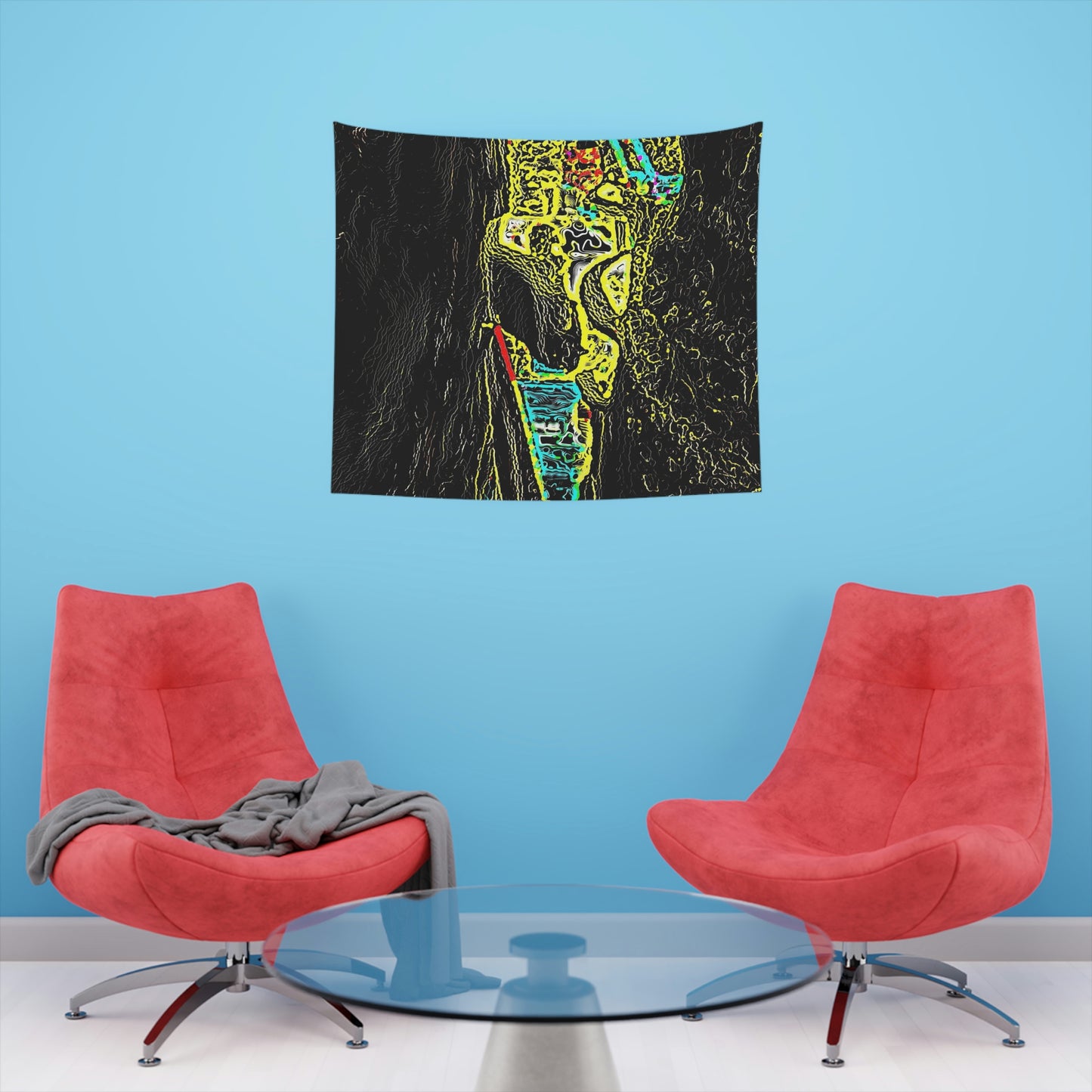 Printed Wall Tapestry ... "Snow Vehicle In Snow Storm At-Rest" ... Circa 12Mar23 ... Central Idaho ... 18-Hours Rendering Time: Original Works ...