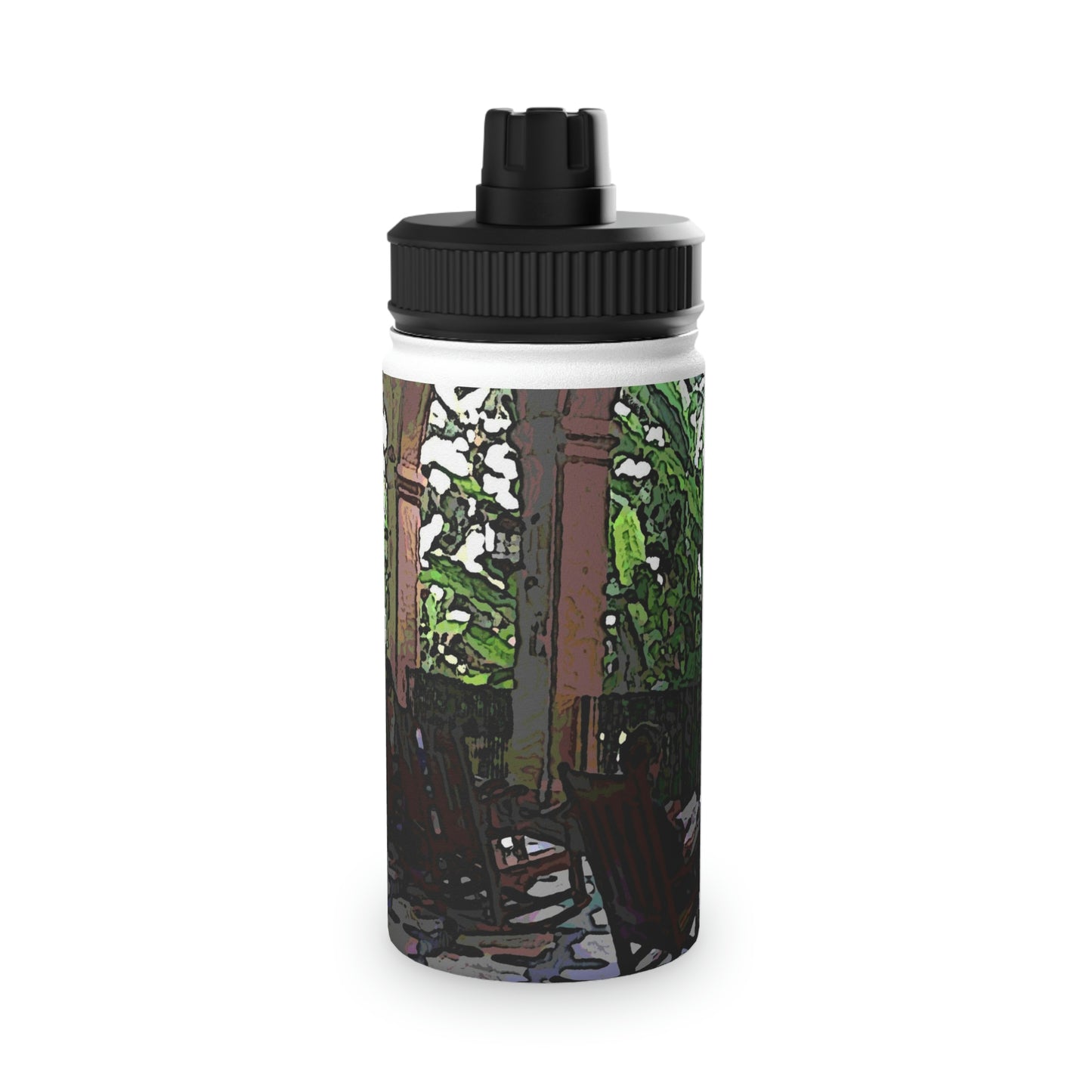 Stainless Steel Water Bottle, Sports Lid ... Lanai & Rocking Chairs At: 'The Pink Palace' ... The Royal Hawai'ian ... Honolulu, HI ... '27Oct2014' ... Original Works ...