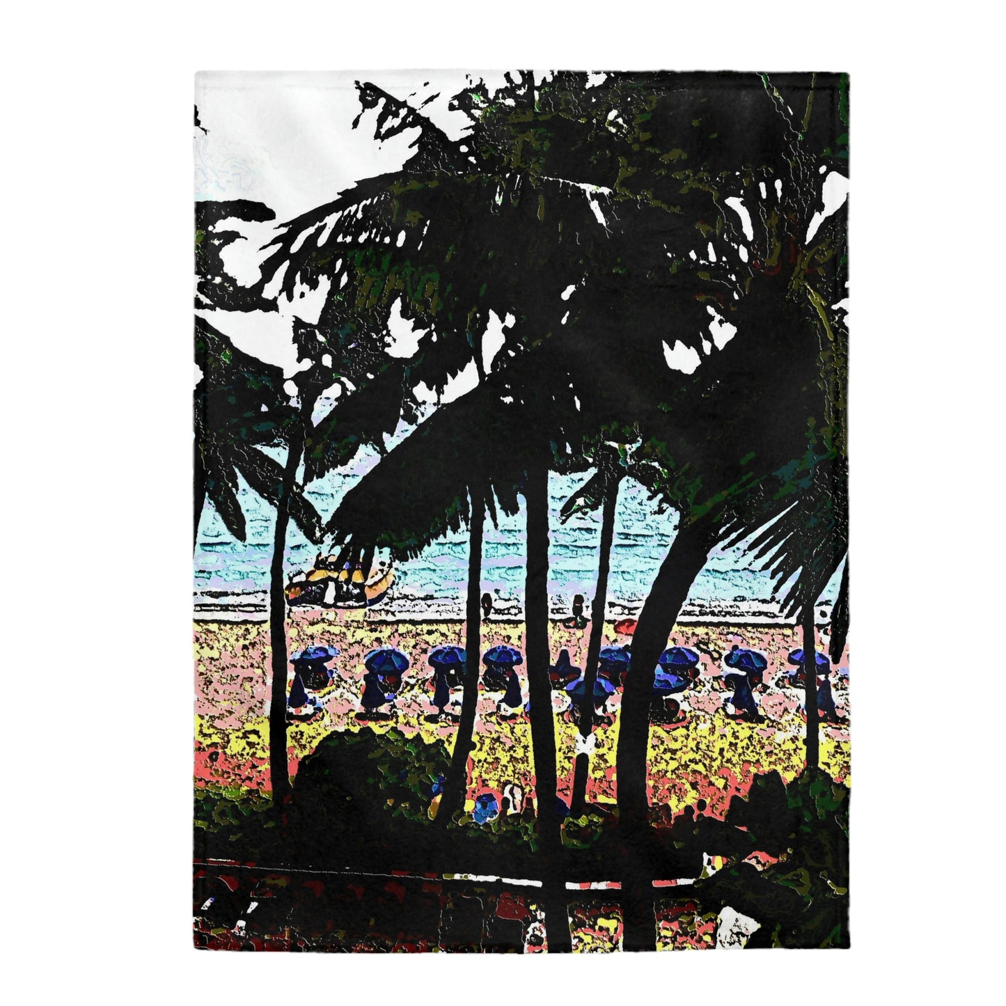 Velveteen Plush Blanket ... "A Beautiful Beach Amongst The Palms" ... The Outrigger Waikiki, Honolulu, Oahu ... Original Works ...