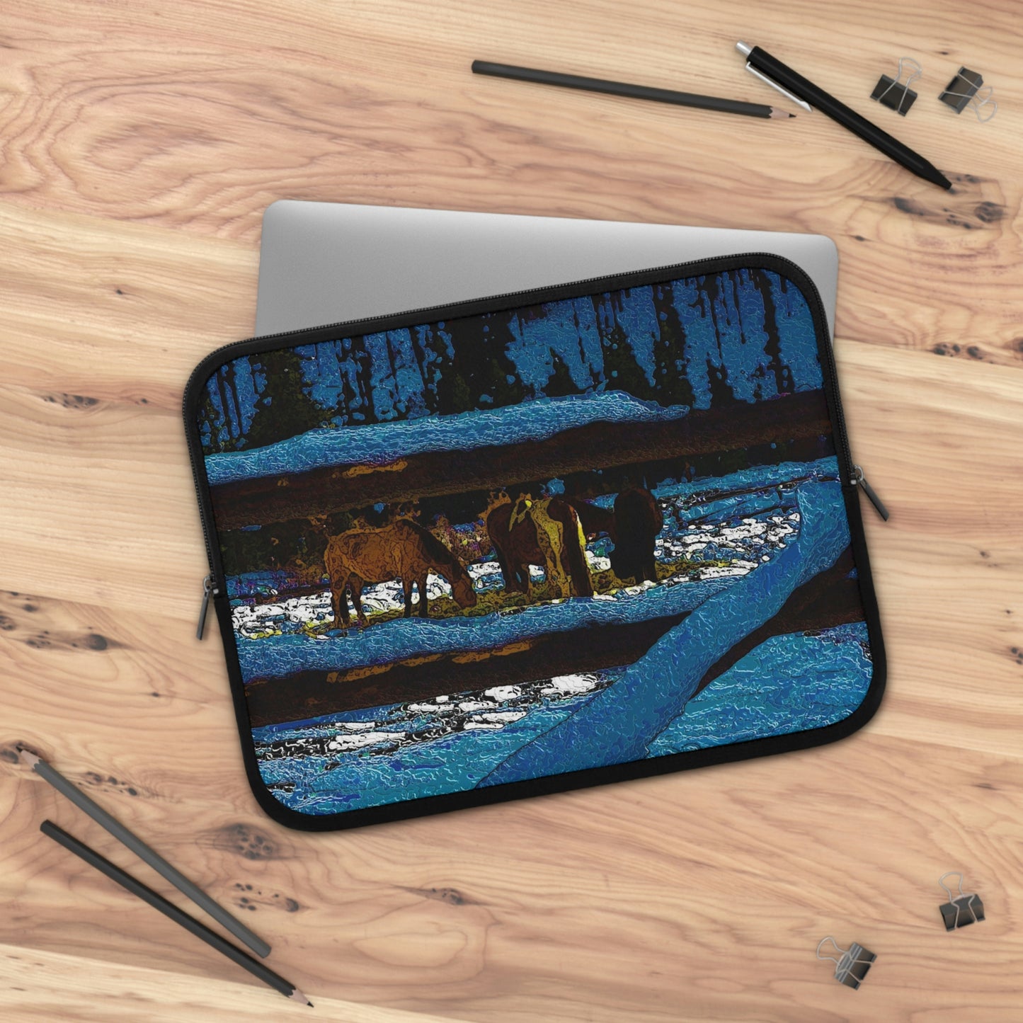 Laptop Sleeve ...  A Horse ... A Saddle ...  Foraging Through The Snow ...  An_Asses 'Cry' ... Central Idaho, November 2022 ...  Original Works ..