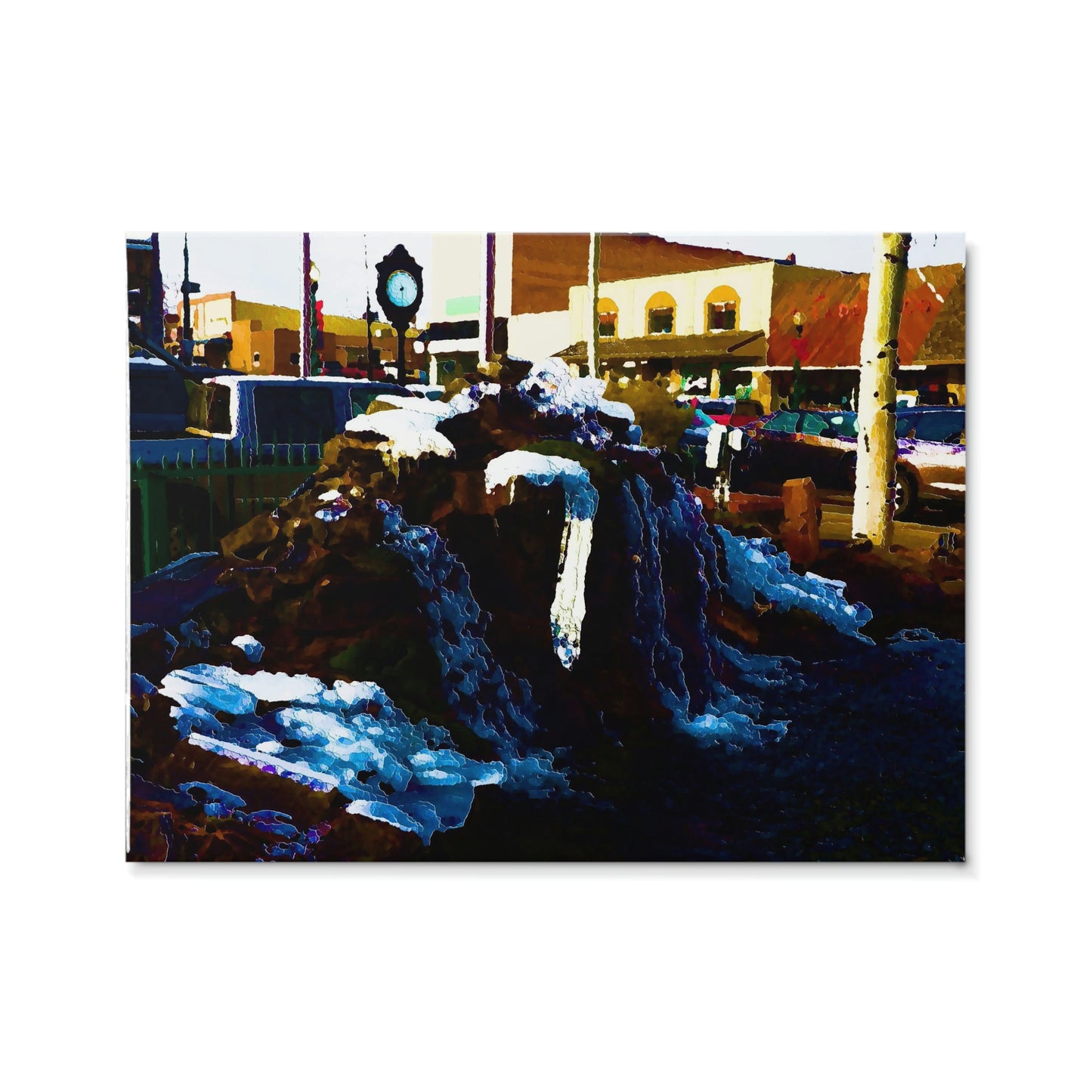 Ceramic Photo Tile ...  "Ice & Water Sculpted" ... Downtown Grangeville, Idaho ... Adjacent To Irwin Pharmacy ... 5Jan23 ... Original Works ...