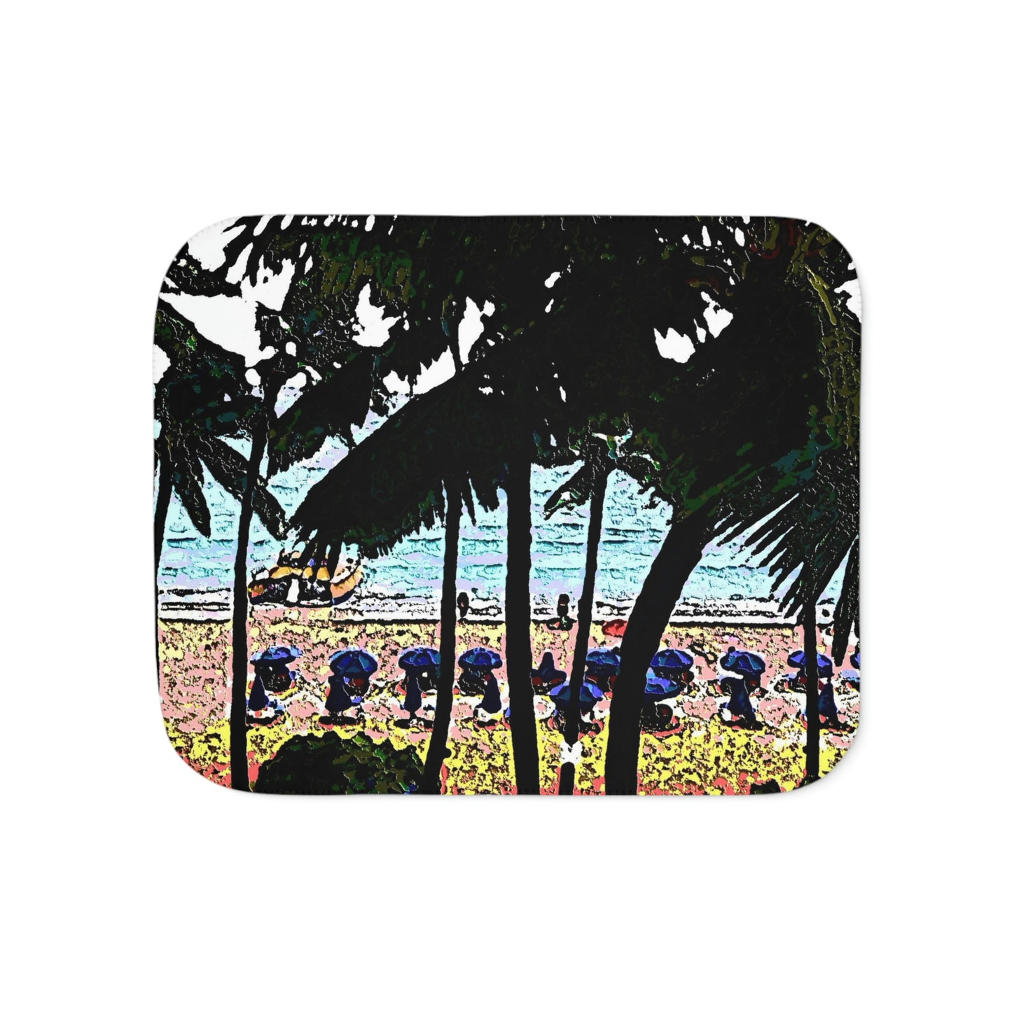 Sherpa Blanket, Two Colors ... "A Beautiful Beach Amongst The Palms" ... The Outrigger Waikiki, Honolulu, Oahu ... Original Works ...