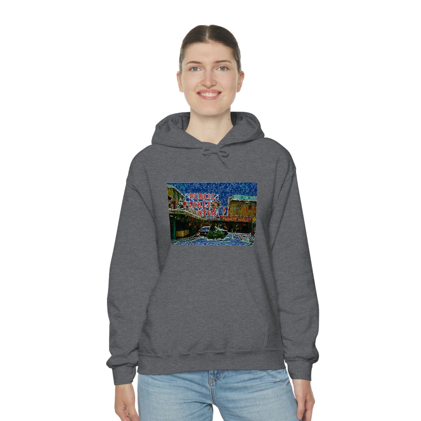 Unisex Heavy Blend™ Hooded Sweatshirt ... Pike Place Market: 'The Public Market', Seattle, Washington. Circa Fall 2013 ...