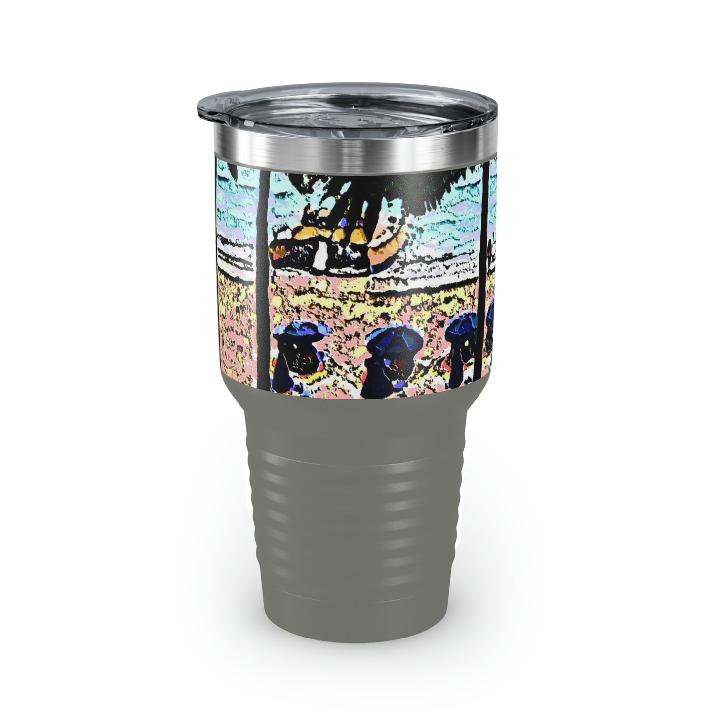 Ringneck Tumbler, 30oz ... "A Beautiful Beach Amongst The Palms" ... The Outrigger Waikiki, Honolulu, Oahu ... Original Works ...