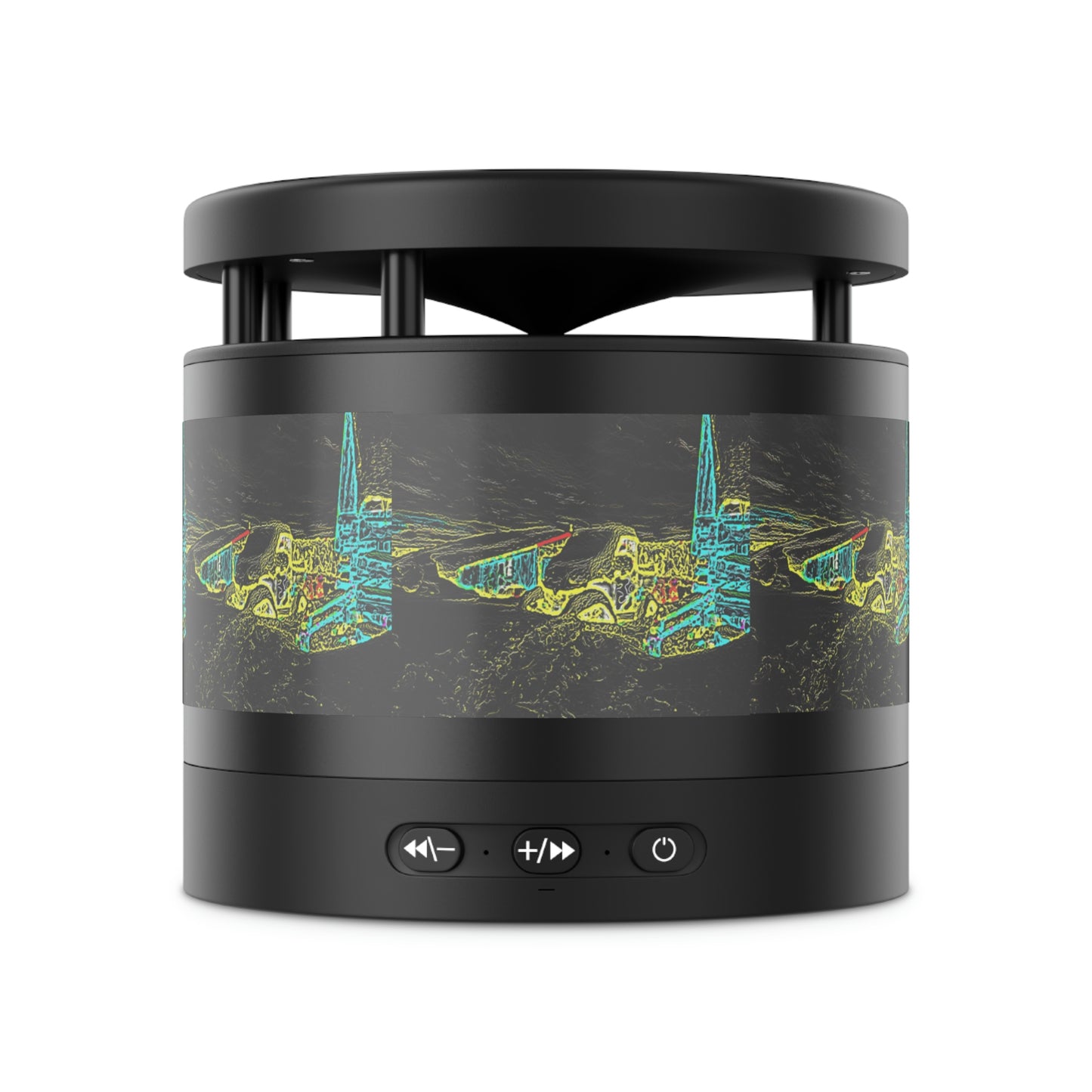 Metal Bluetooth Speaker and Wireless Charging Pad ... "Snow Vehicle In Snow Storm At-Rest" ... Circa 12Mar23 ... Central Idaho ... 18-Hours Rendering Time: Original Works ...